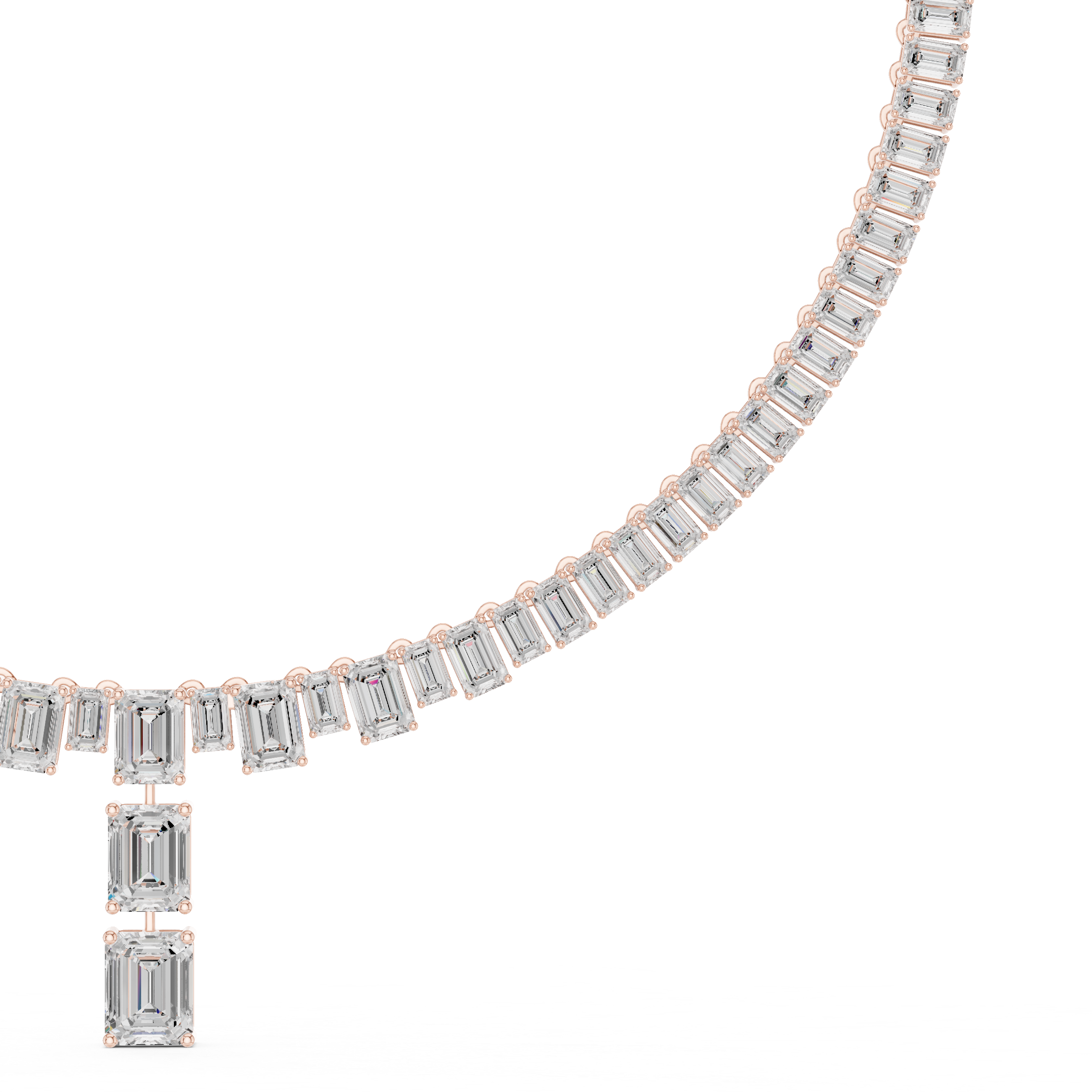 Luxury White Gold Diamond Beaded Necklace with Emerald Drop Pendant Elegant Bridal Jewelry