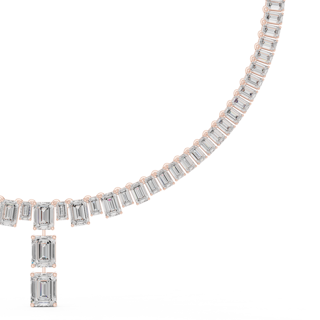 Luxury White Gold Diamond Beaded Necklace with Emerald Drop Pendant Elegant Bridal Jewelry