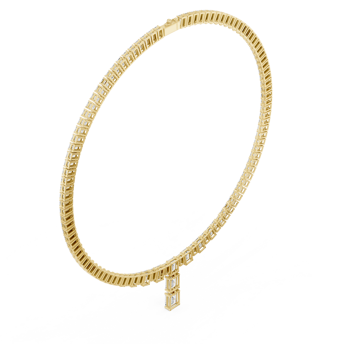 Luxury White Gold Diamond Beaded Necklace with Emerald Drop Pendant Elegant Bridal Jewelry