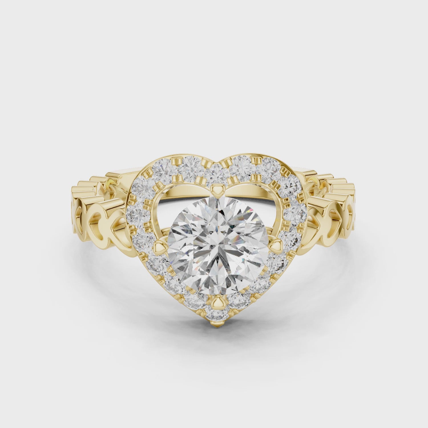 Romantic Heart Halo Diamond Engagement Ring For Women