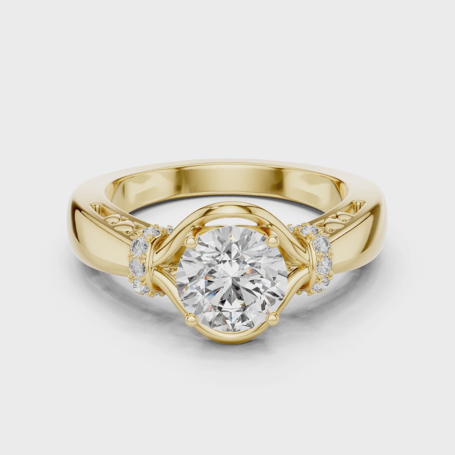Unique Blushing Vine Halo Engagement Ring