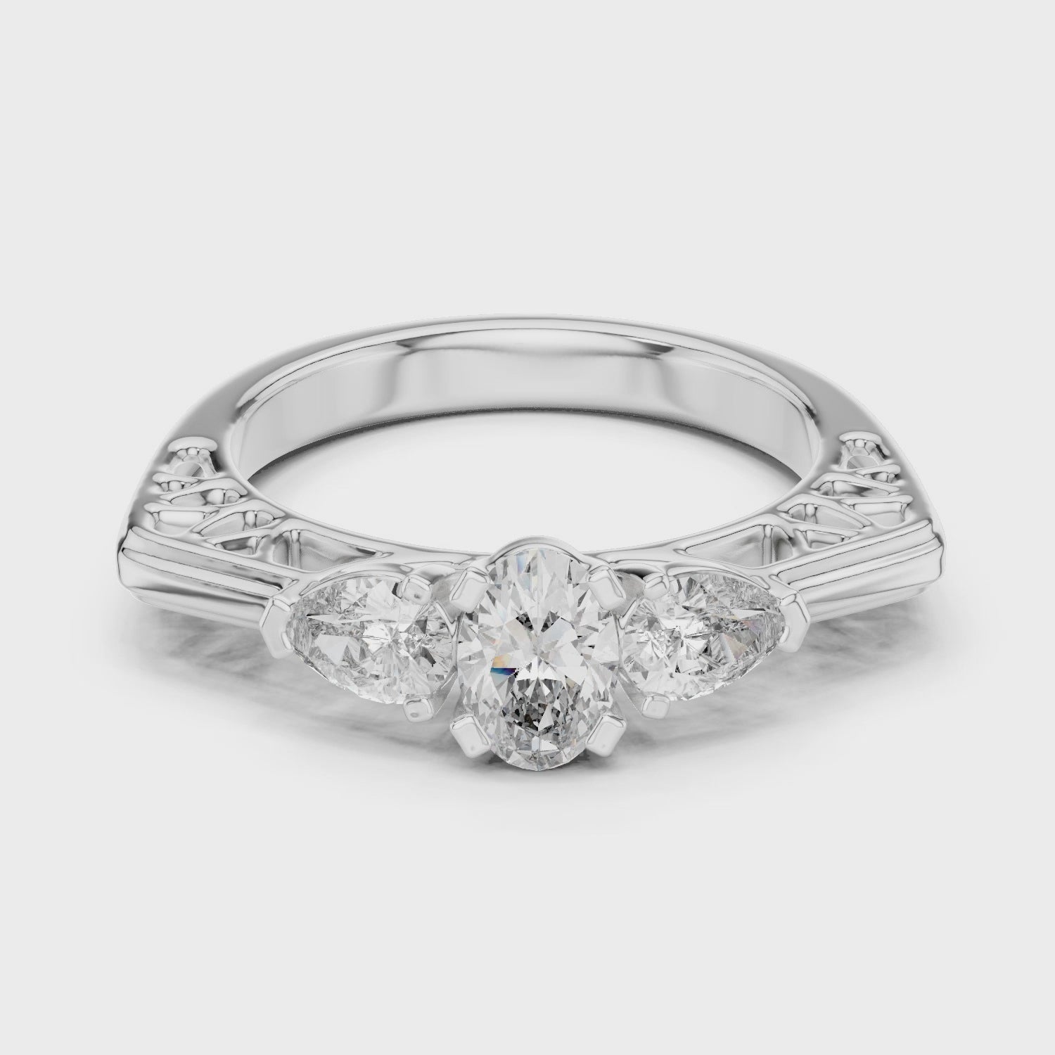 Vintage Style Oval Center Diamond Ring