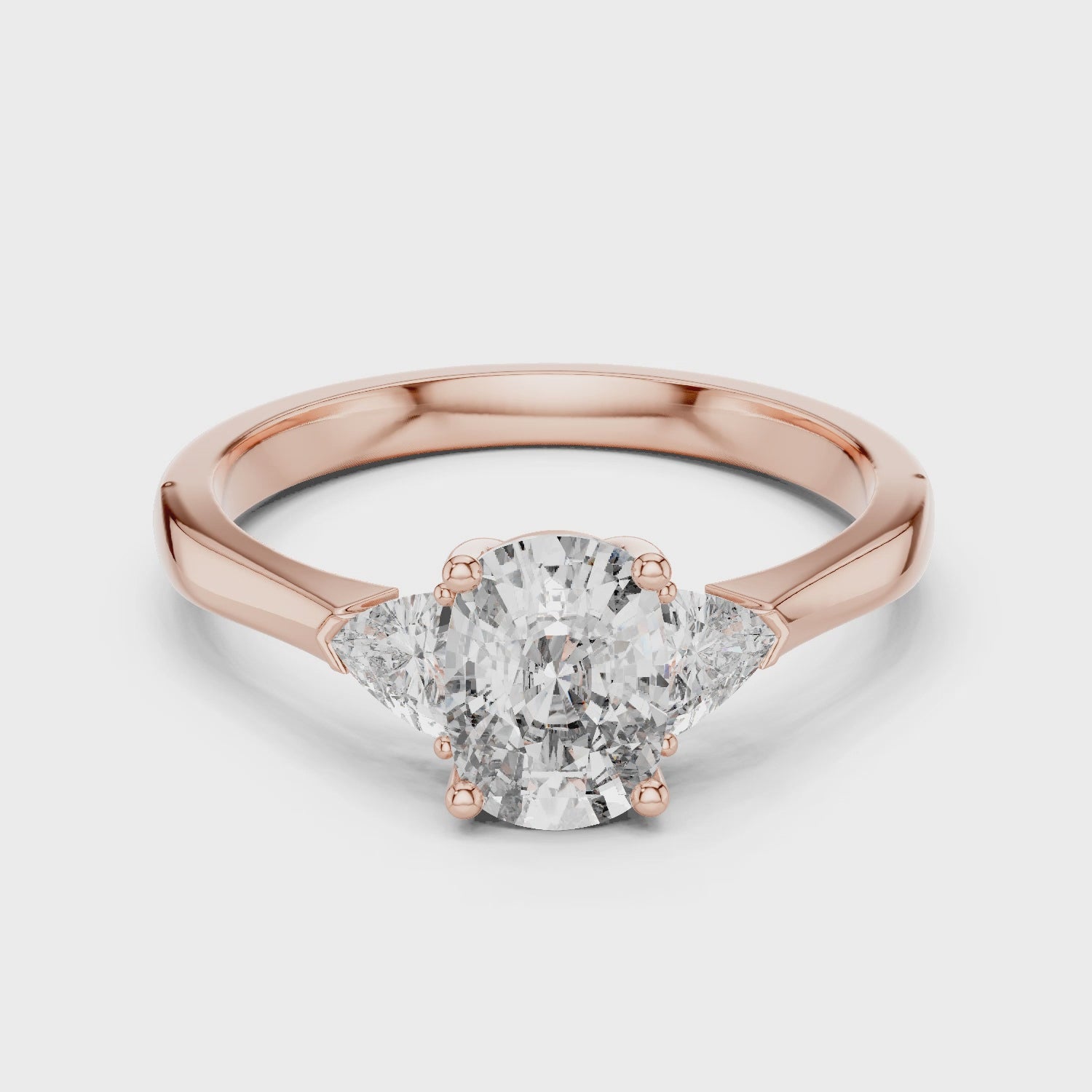 Simple Cushion Cut Diamond Ring with Trapezoid Side Stones
