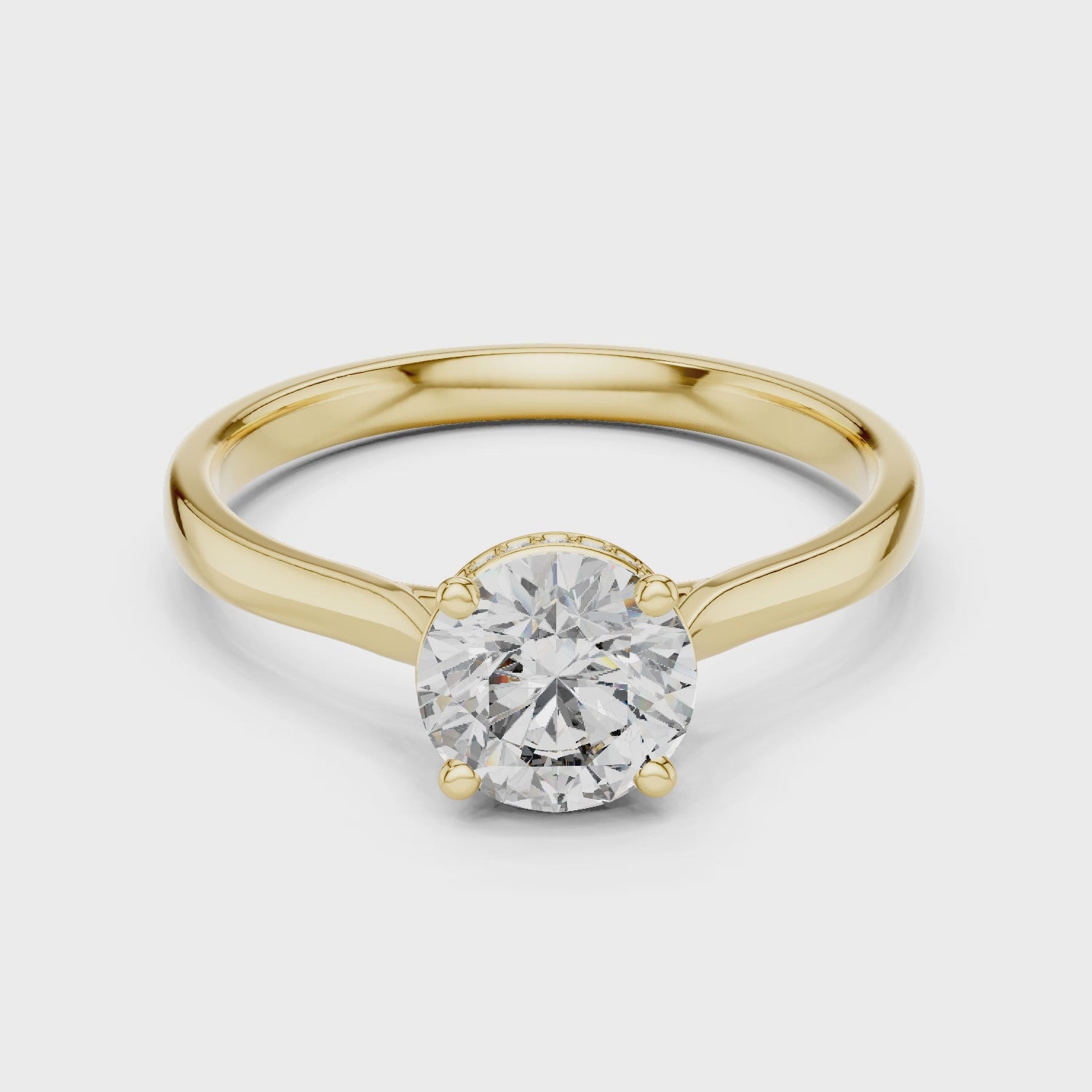 Minimalist Round Cut Diamond Ring with Hidden Halo