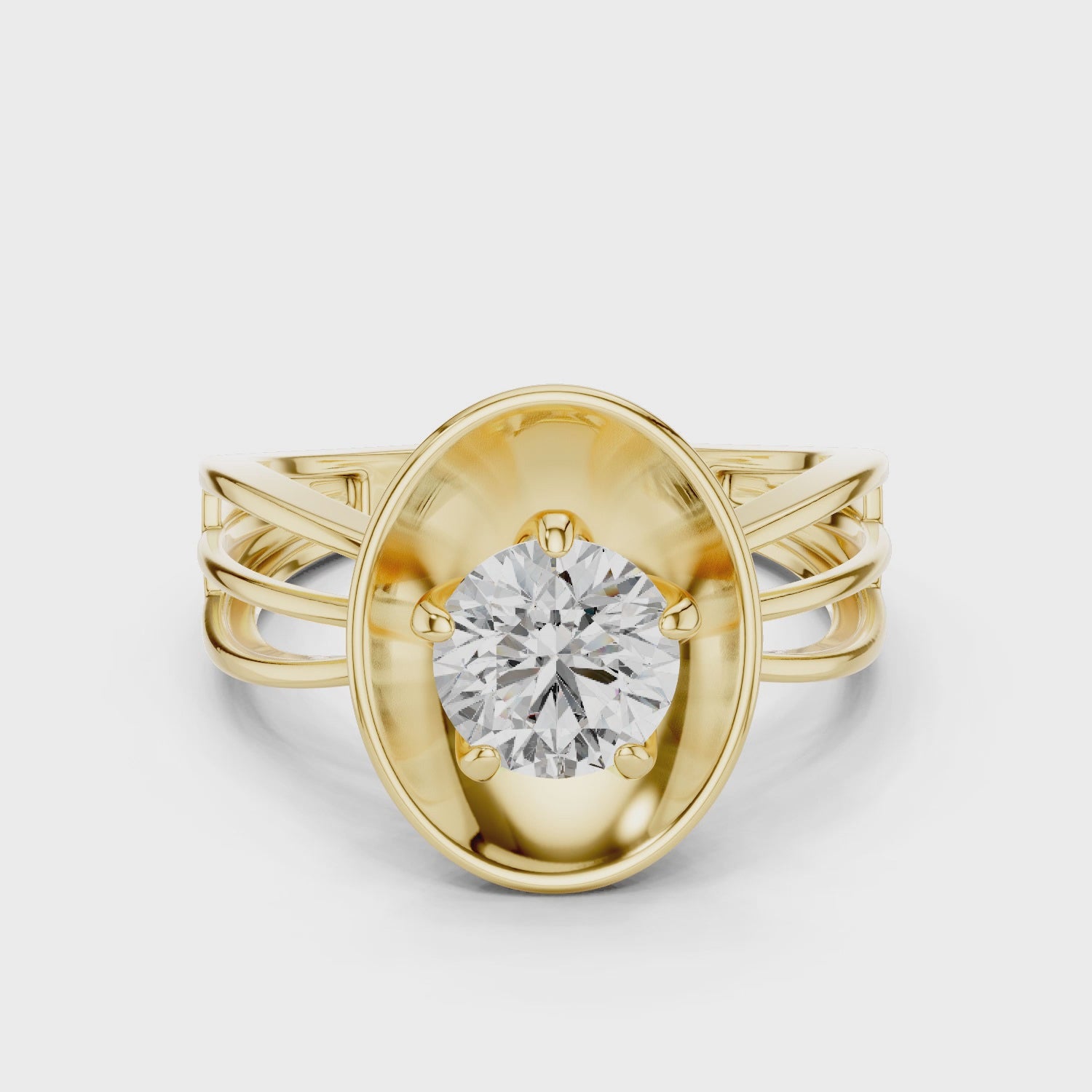 Contemporary Oval Frame Diamond Ring – Sleek Gold Design
