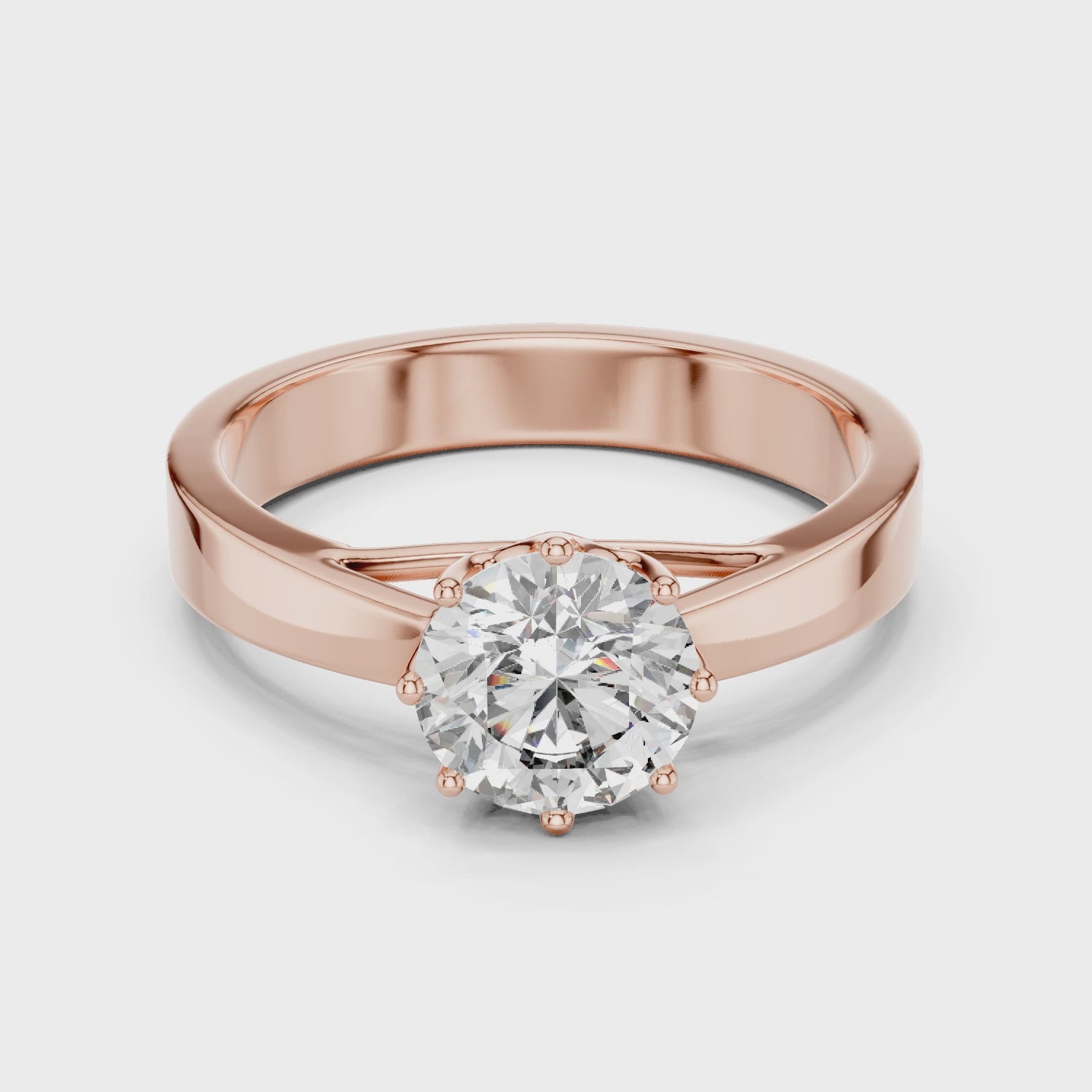 1  Carat Round Gold Solitaire with Prongs