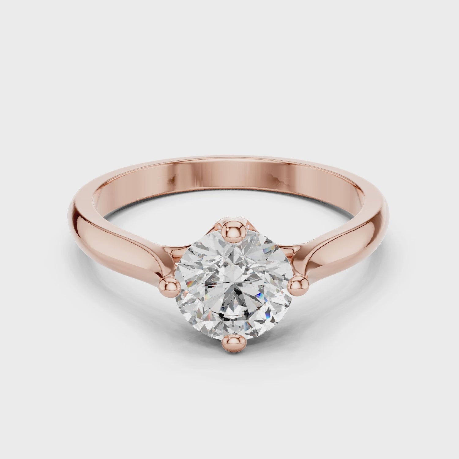 Minimal Round Diamond Ring – White Gold 4 Prong Solitaire Engagement Ring