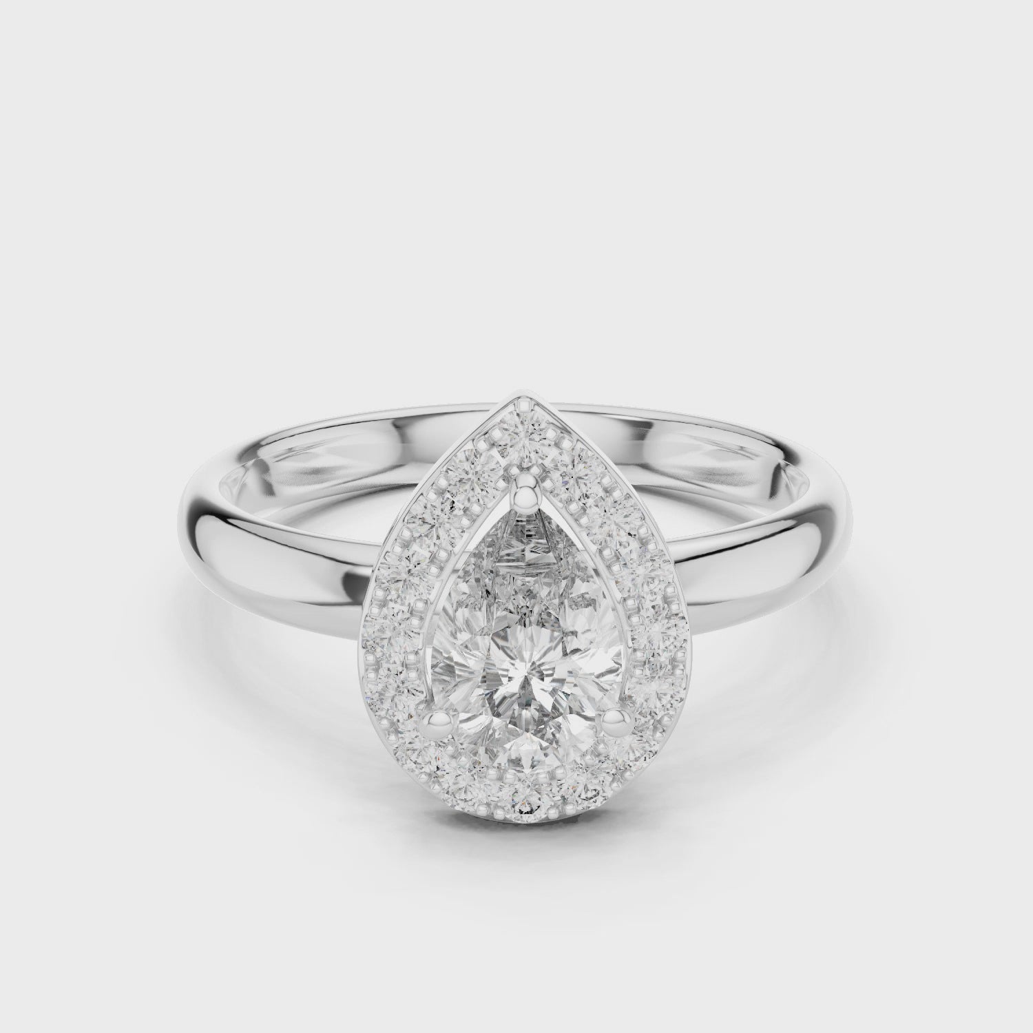 Stunning Teardrop Diamond Halo Ring – Elegant & Modern