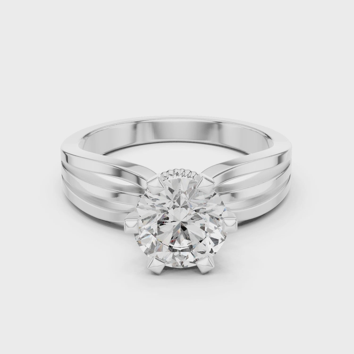 Brilliant Round Diamond Split Shank Ring