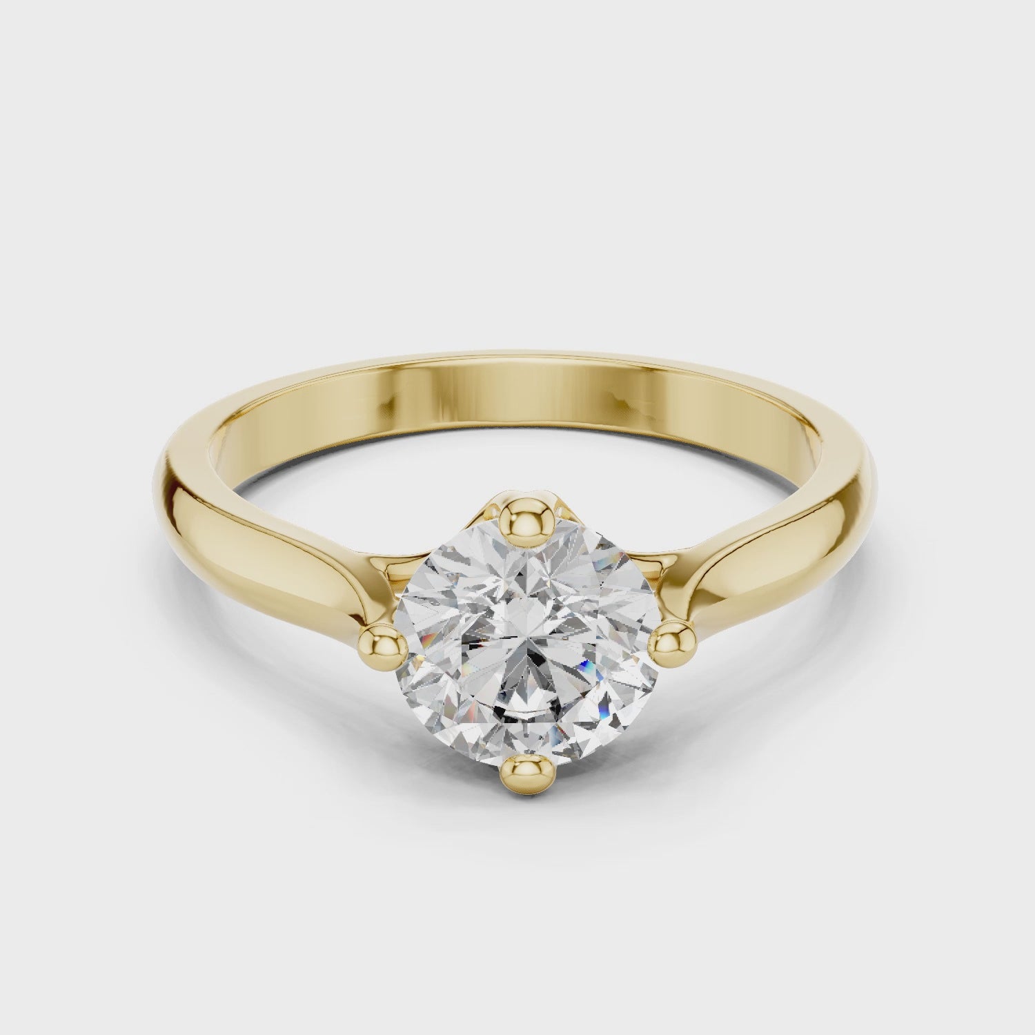 Minimal Round Diamond Ring – White Gold 4 Prong Solitaire Engagement Ring