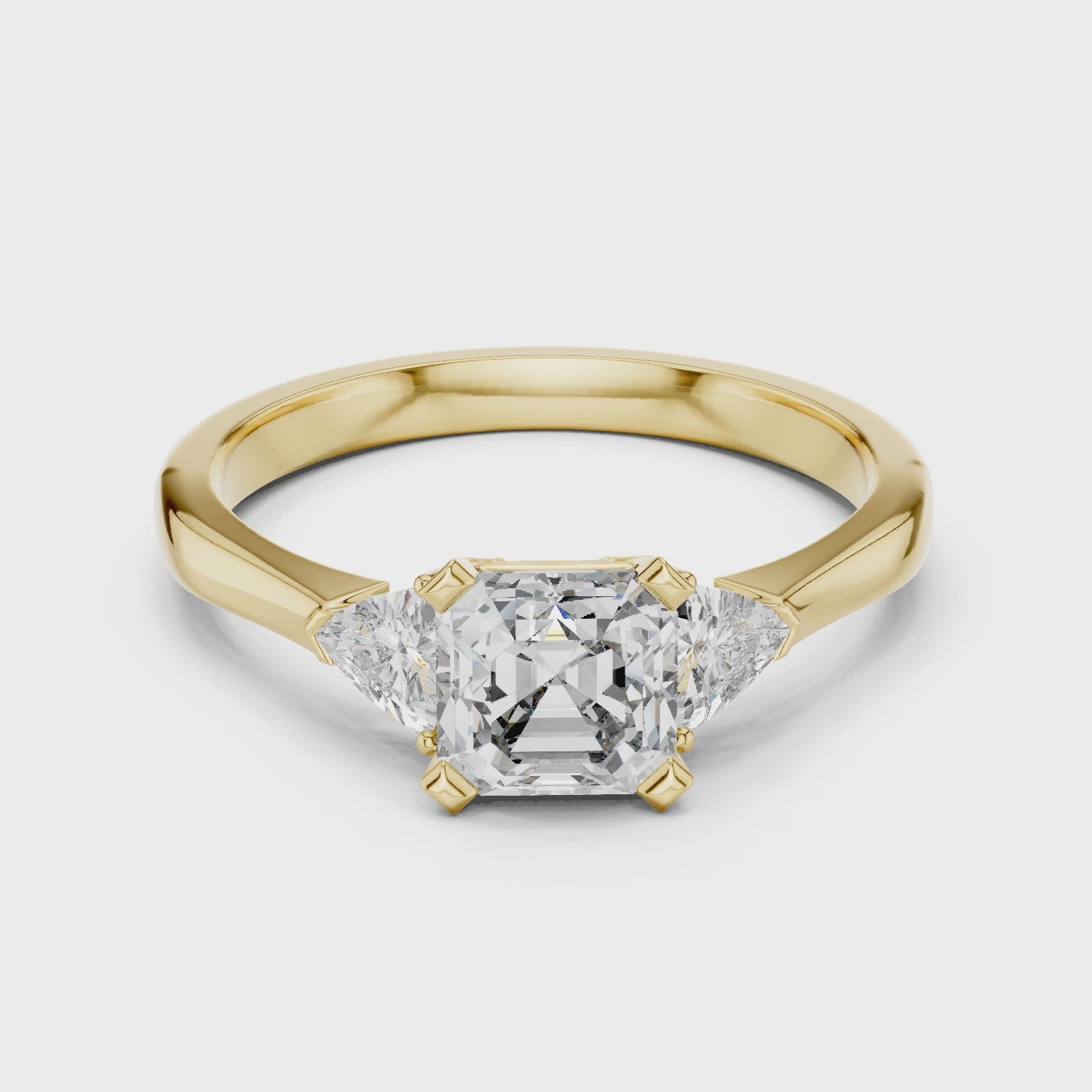 Asscher Cut Diamond Three Stone Ring 14K White Gold 1 Ct Lab Grown Engagement Ring Anniversary Gift