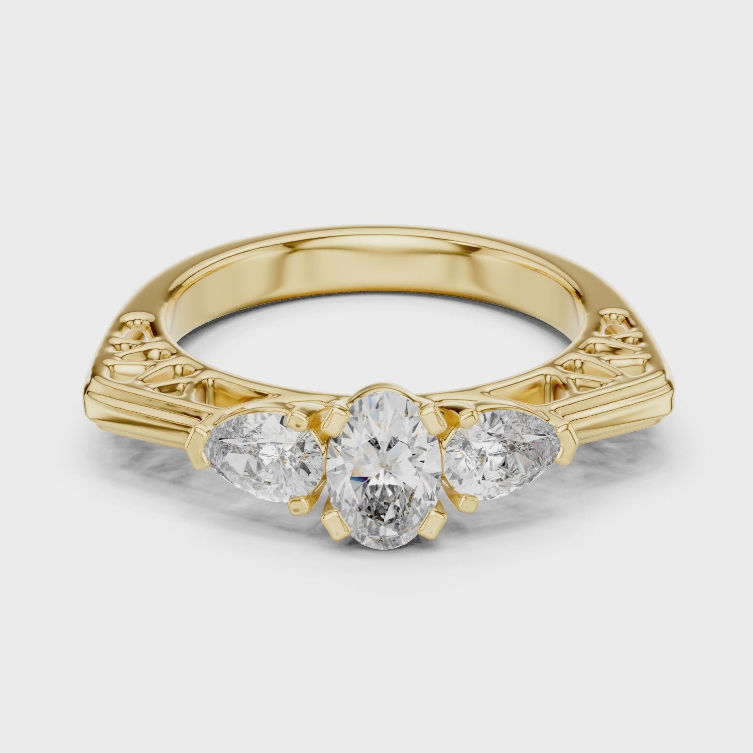 Vintage Style Oval Center Diamond Ring
