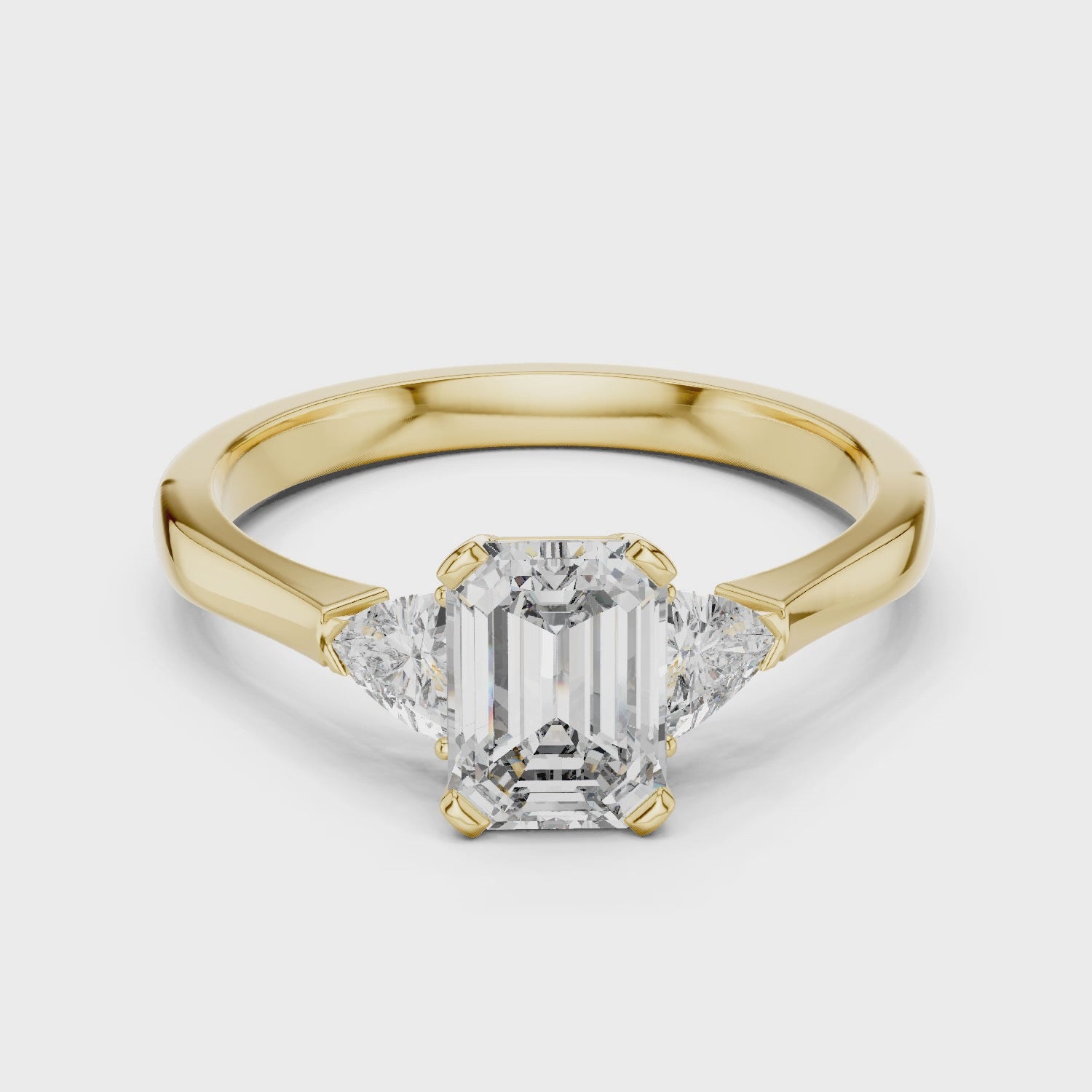 Luxury Emerald Cut Diamond Engagement Ring with Tapered Side Diamonds