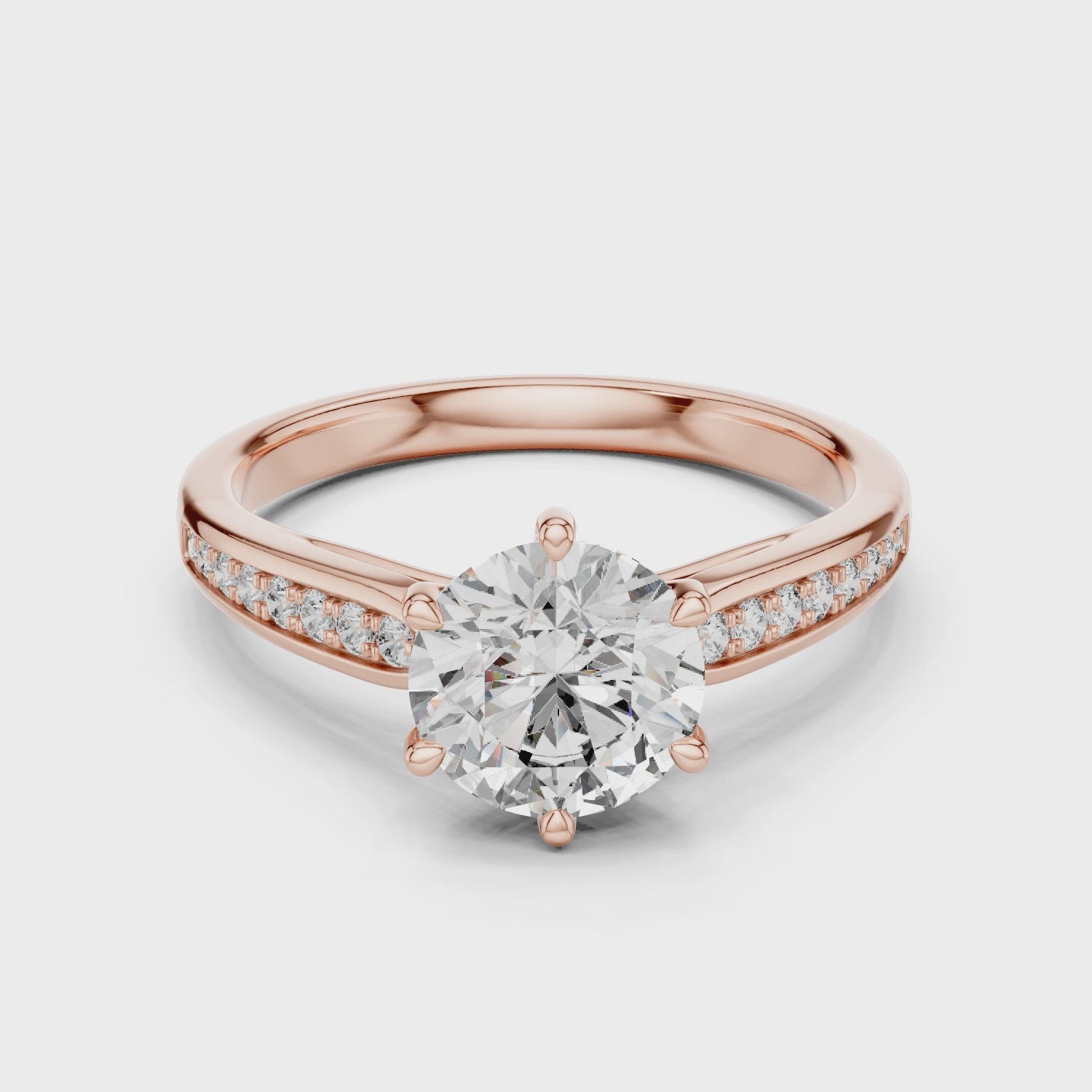 1 Carat Round Gold Solitaire with Prongs 6