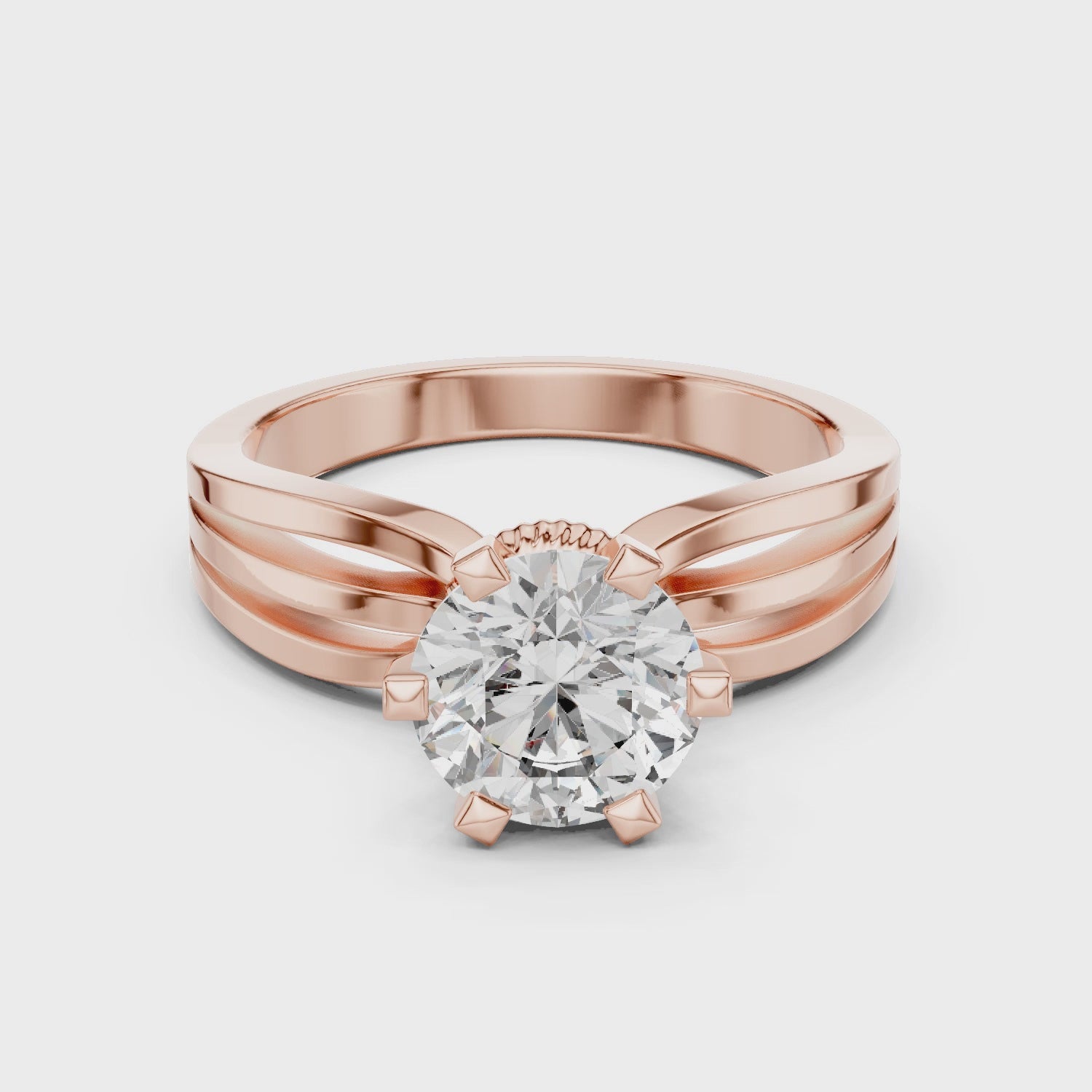 Brilliant Round Diamond Split Shank Ring