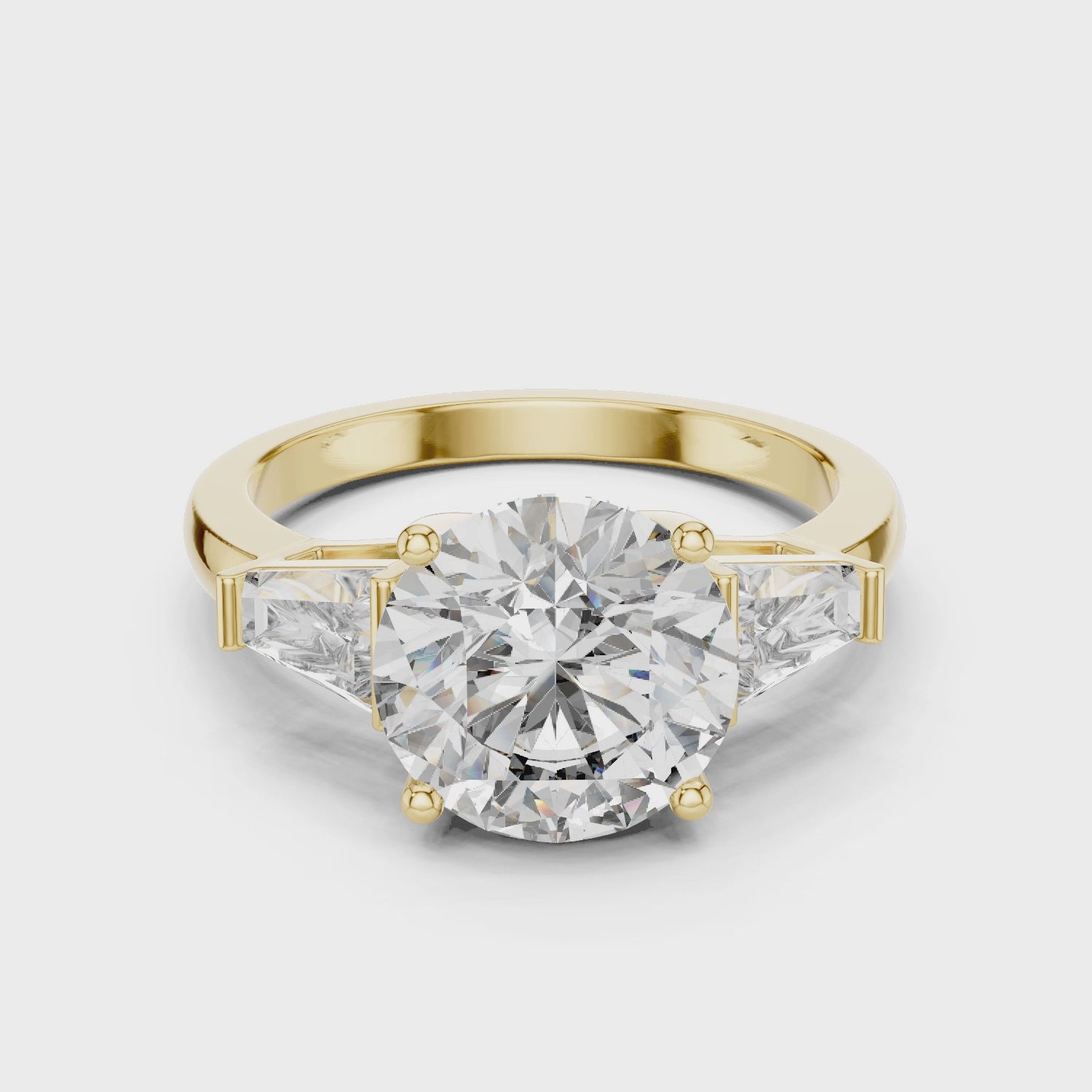 Luxury Round Diamond with Side Stones Ring