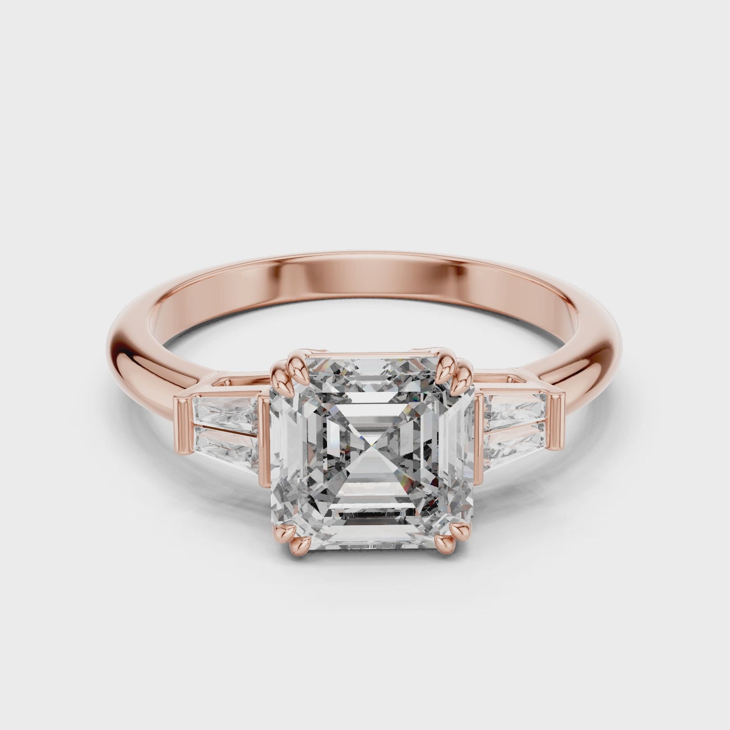 Modern Three Stone Diamond Ring with Sparkling Pavé