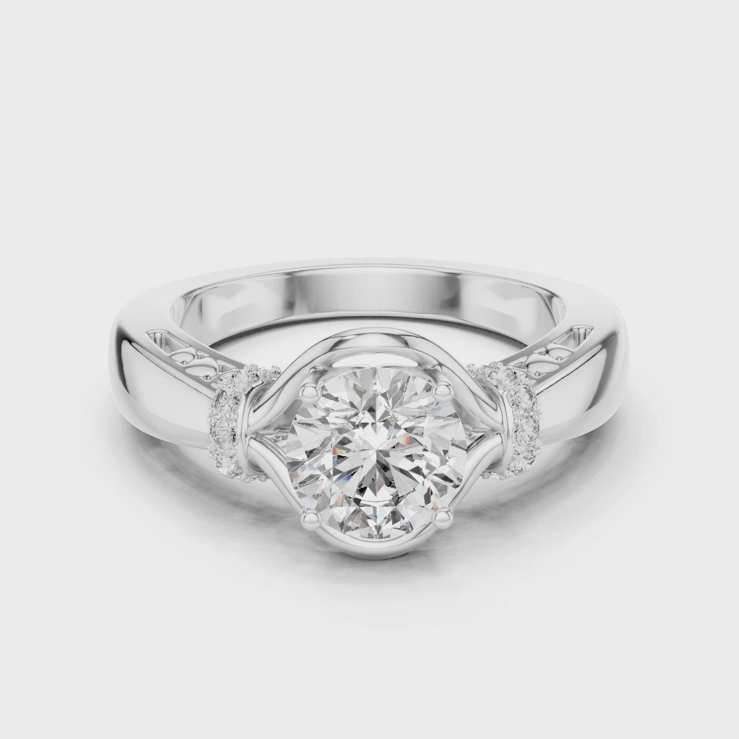 Unique Blushing Vine Halo Engagement Ring