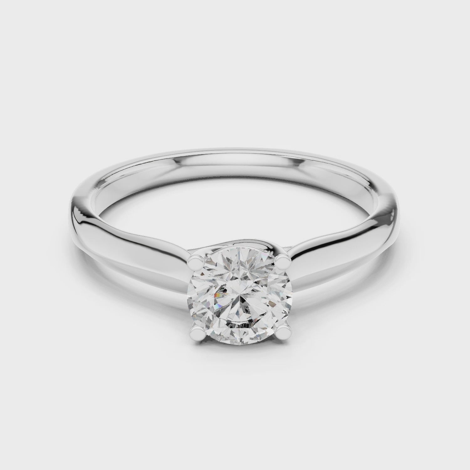Simple & Elegant Round Brilliant Diamond Ring – White Gold Solitaire Design