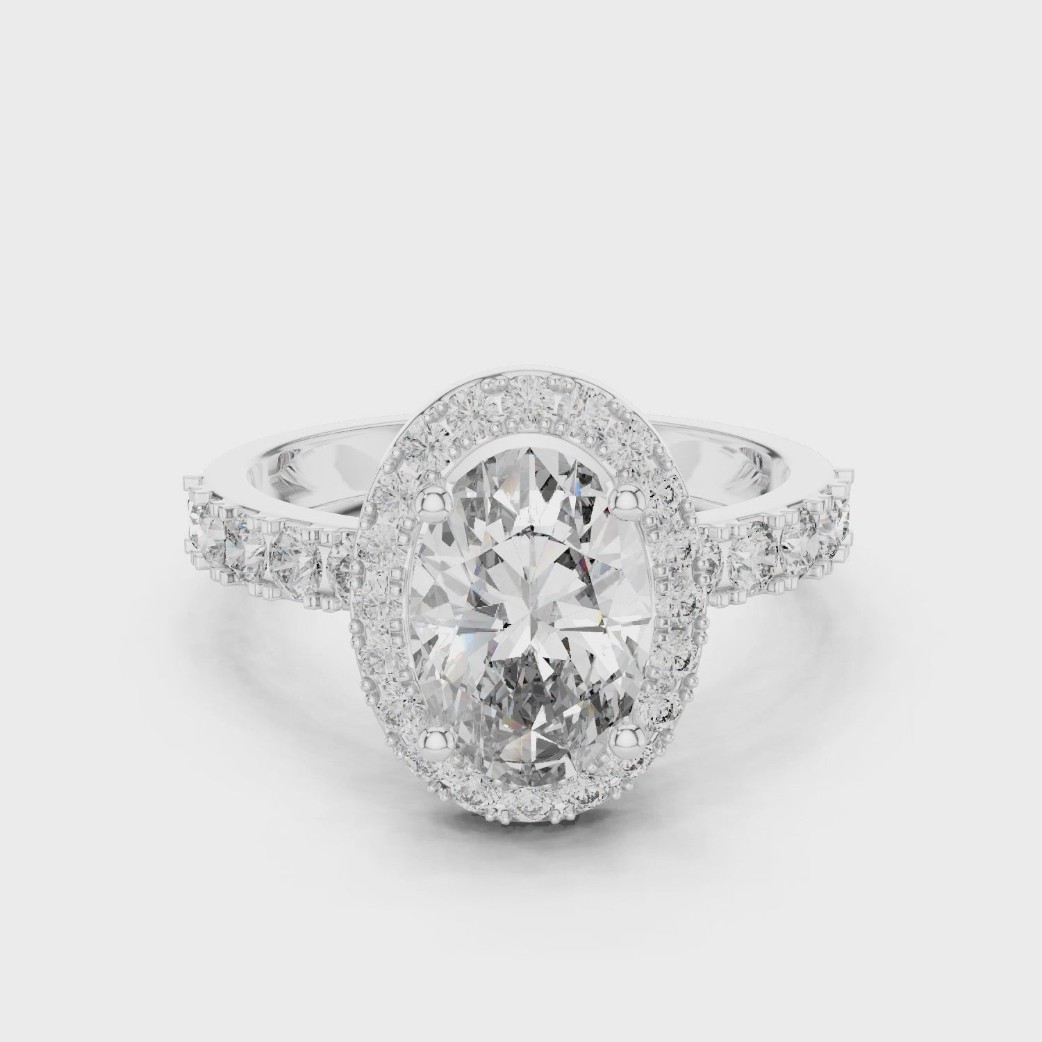 Luxury Oval Cut Diamond Ring with Sparkling Halo Setting
