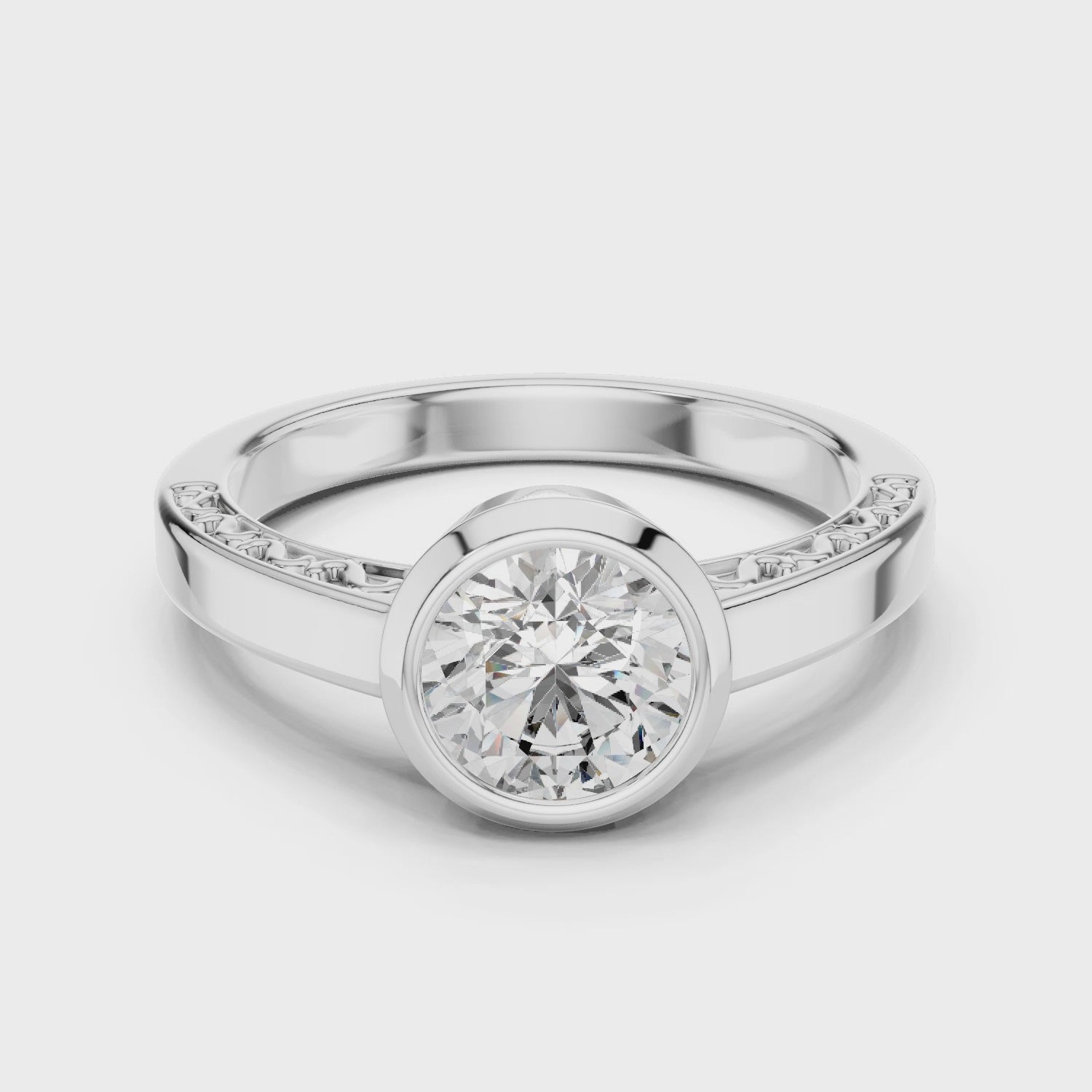 Simple Bezel Set Solitaire Engagement Ring