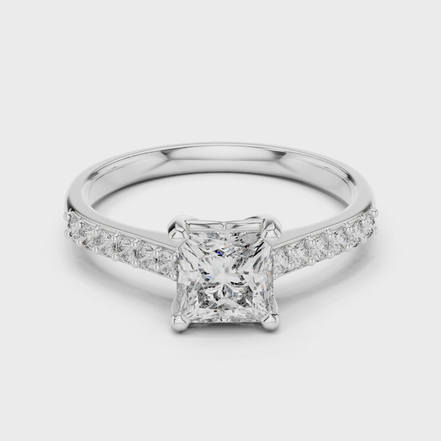 Stunning Princess Diamond With Side Stone