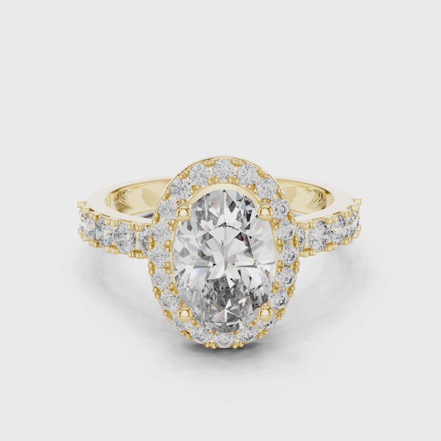 Luxury Oval Cut Diamond Ring with Sparkling Halo Setting