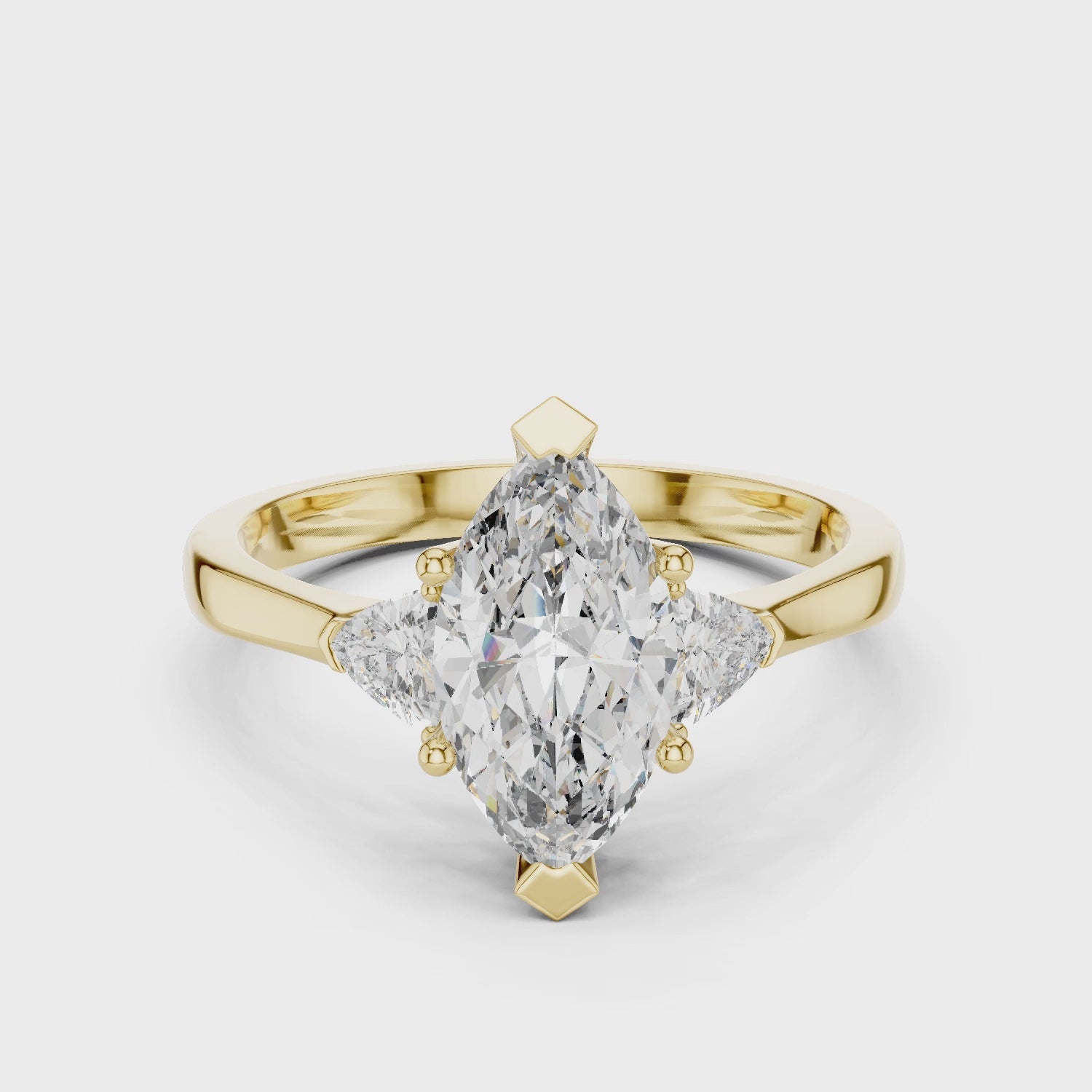 Elegant Marquise Cut Lab Diamond Ring White Gold VS Clarity Three Stone Engagement Ring for Women