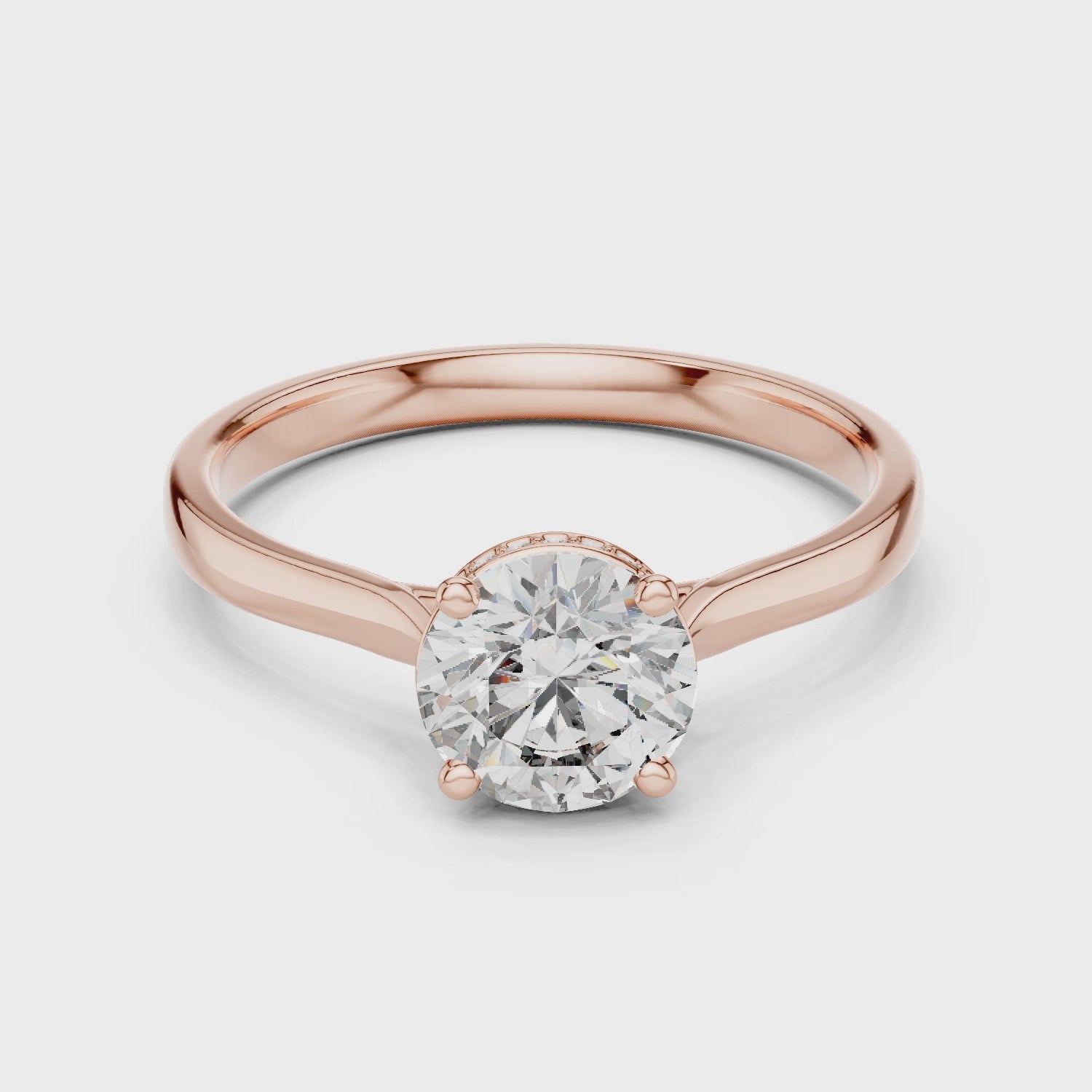 Minimalist Round Cut Diamond Ring with Hidden Halo