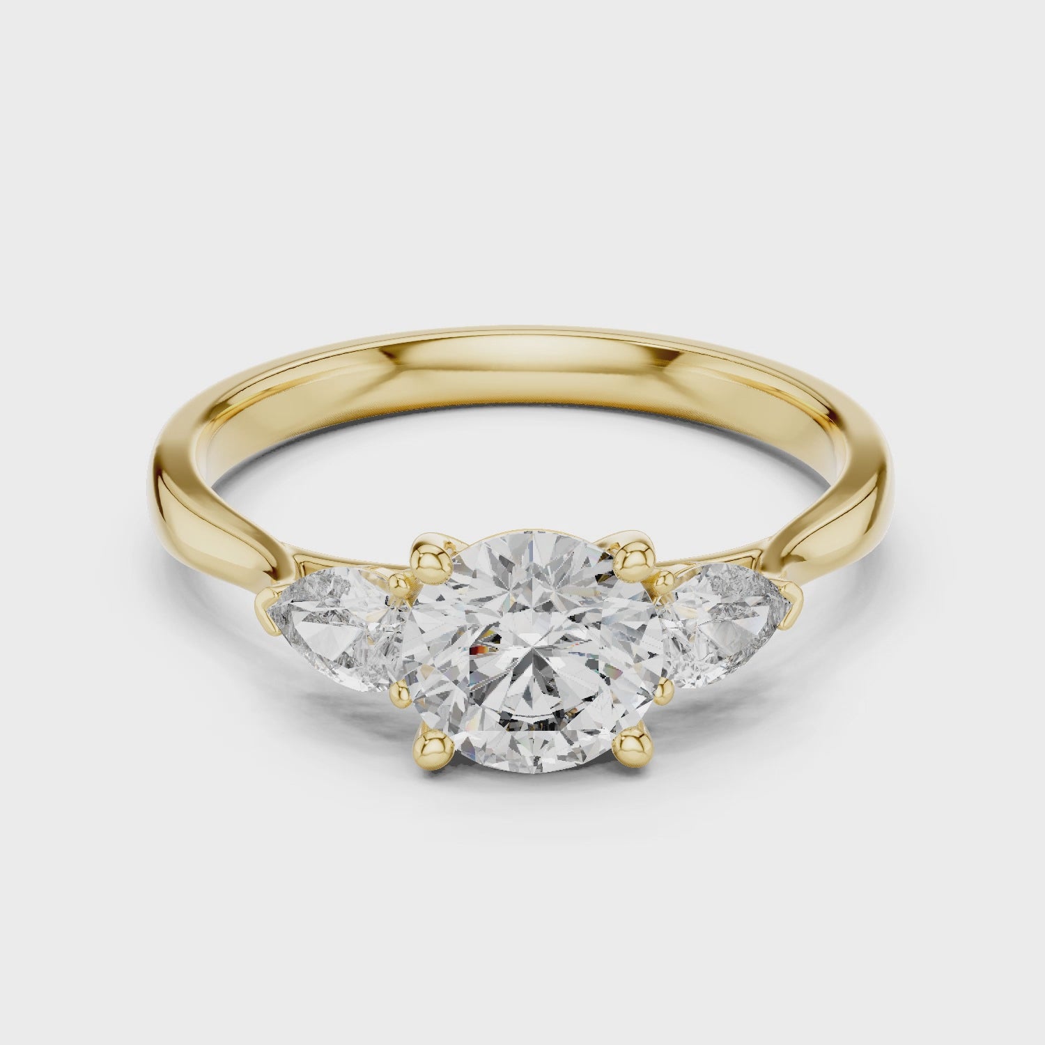 Brilliant Round Cut Diamond Three Stone Ring – Minimal White Gold Setting