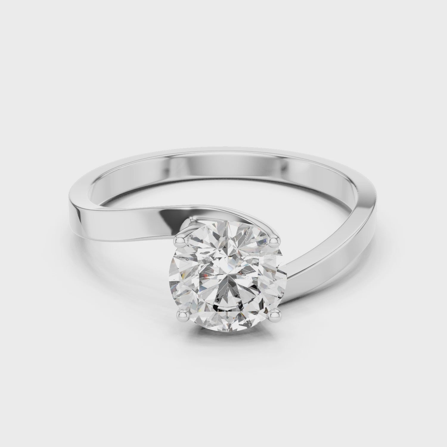 Designer White Gold Ring with Sparkling Solitaire Diamond