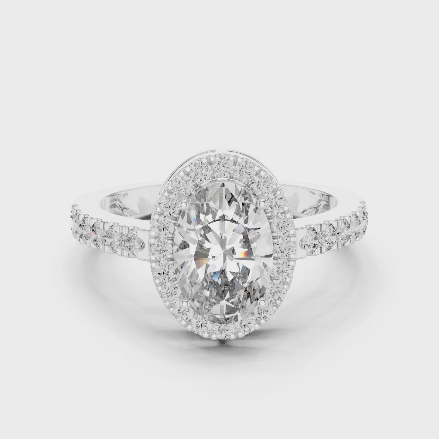 Delicate Halo Diamond Ring with Sparkling Accents