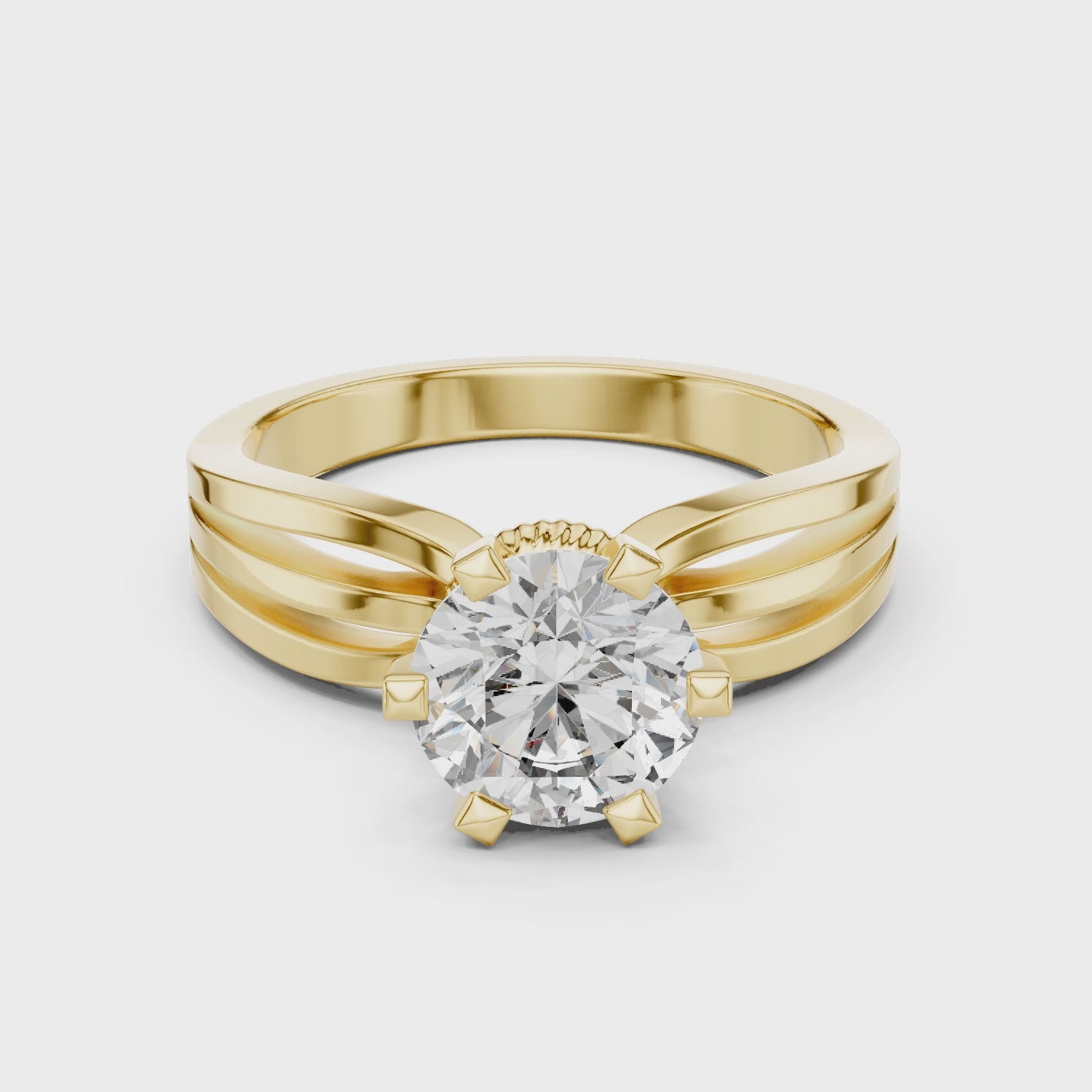 Brilliant Round Diamond Split Shank Ring
