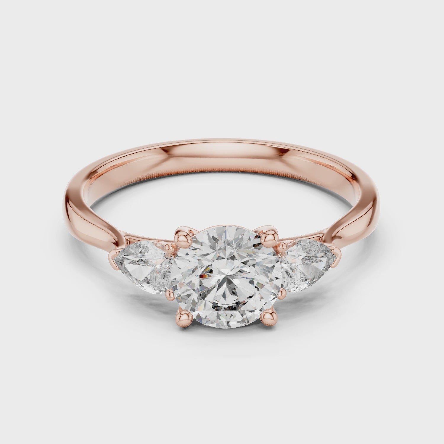 Brilliant Round Cut Diamond Three Stone Ring – Minimal White Gold Setting
