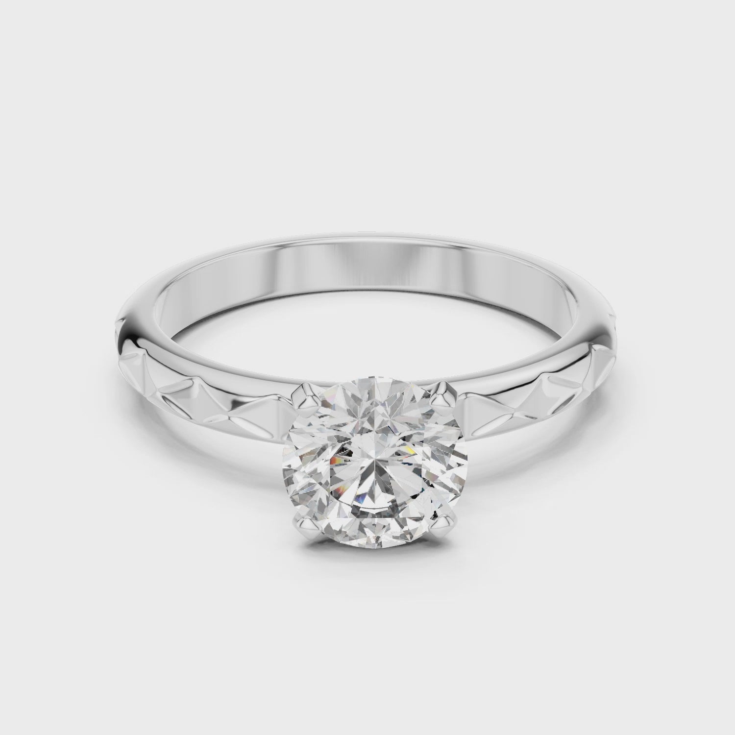 Premium Round Diamond Solitaire Ring – Unique Pattern Band