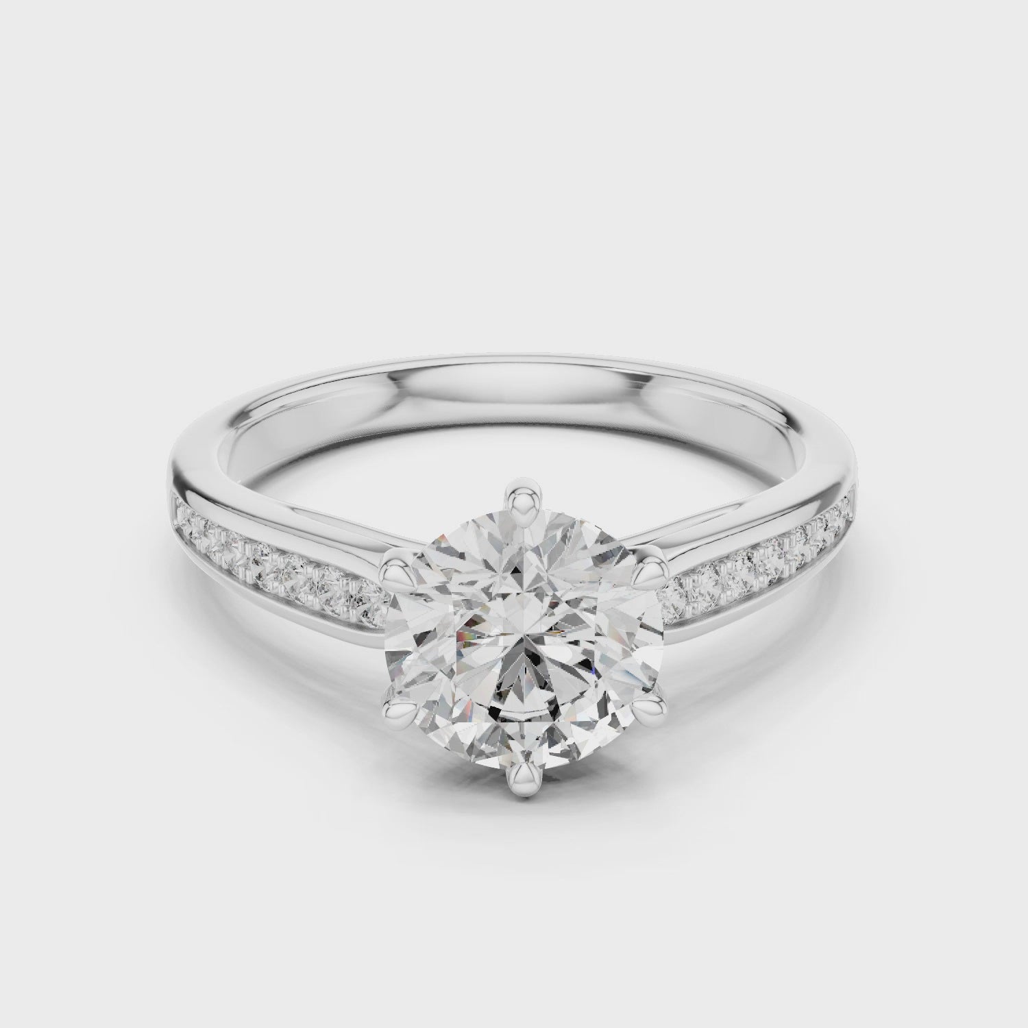 1 Carat Round Gold Solitaire with Prongs 6