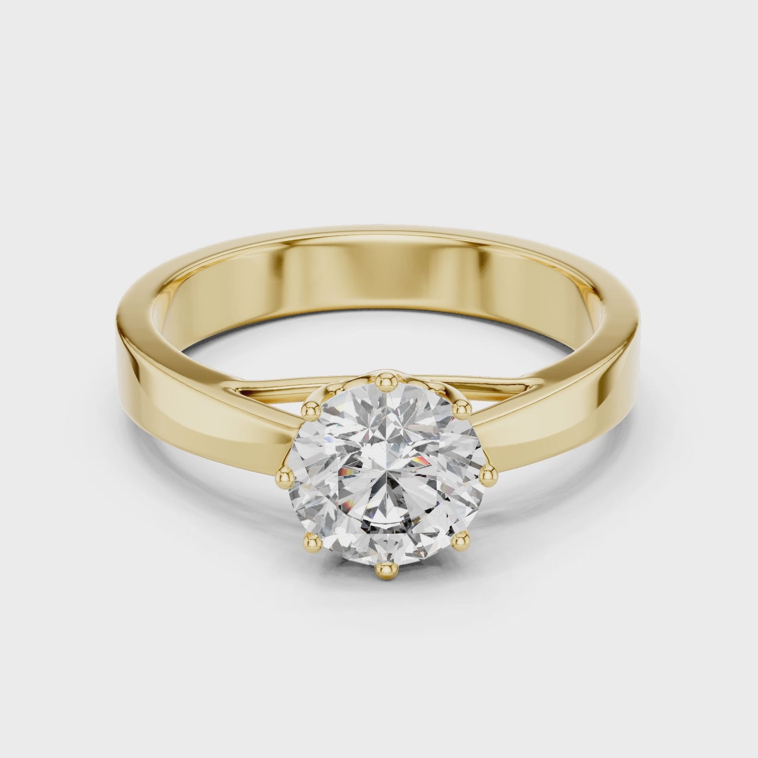 1  Carat Round Gold Solitaire with Prongs