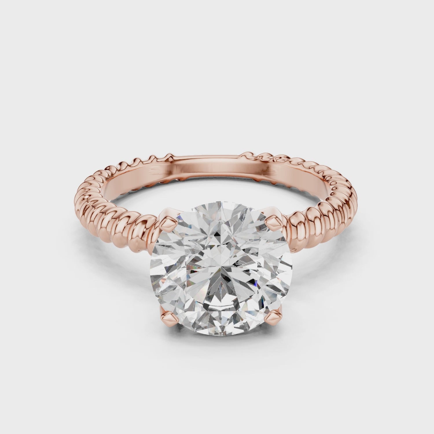 Stylish Textured Band 2.8 Ct Round Diamond Ring for Women