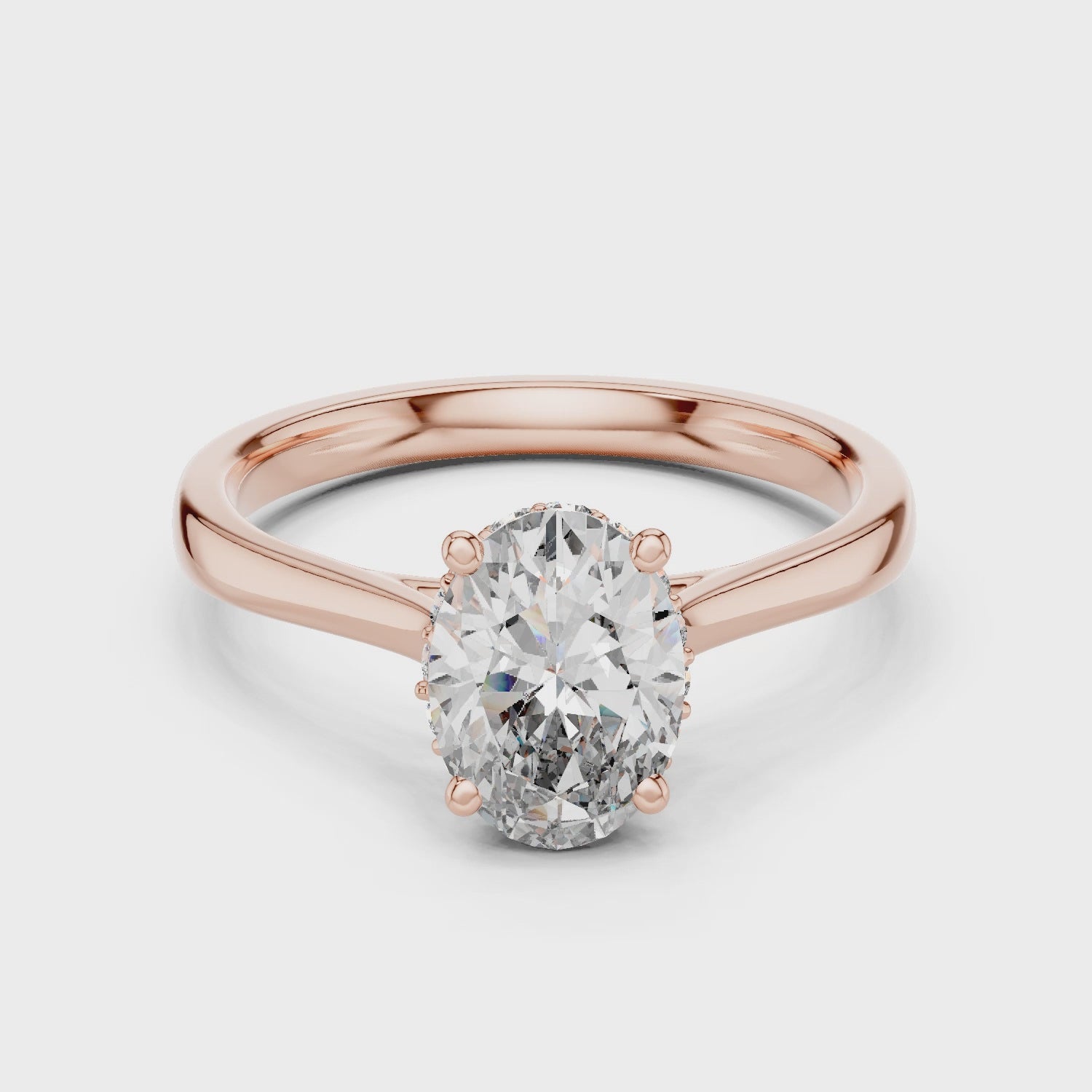 Modern Oval Diamond Engagement Ring with Hidden Sparkle