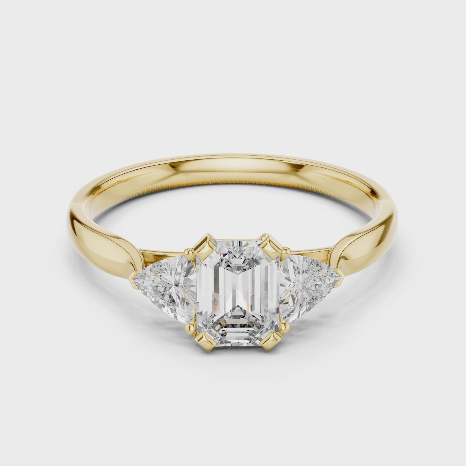 Triple Diamond Wedding Engagement Ring for Womens