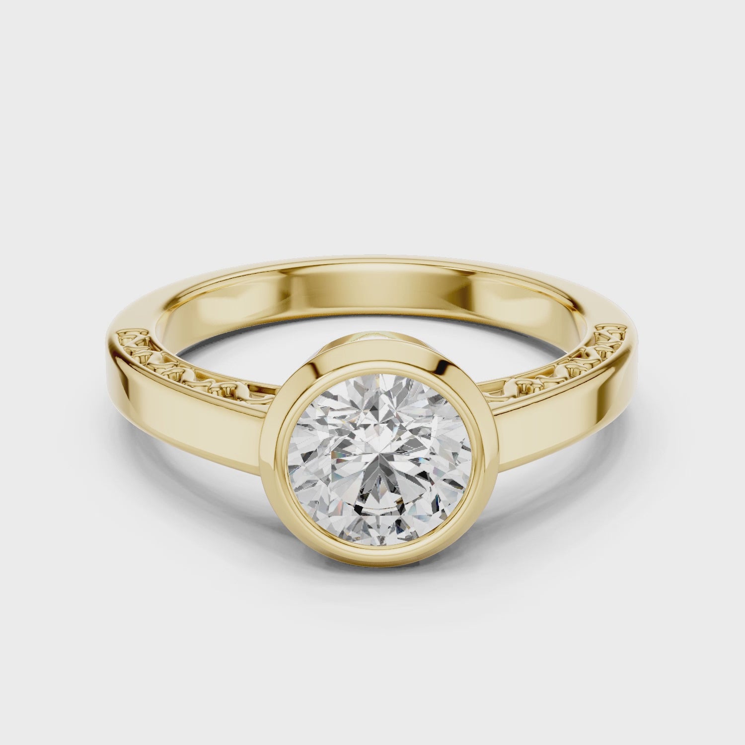 Simple Bezel Set Solitaire Engagement Ring