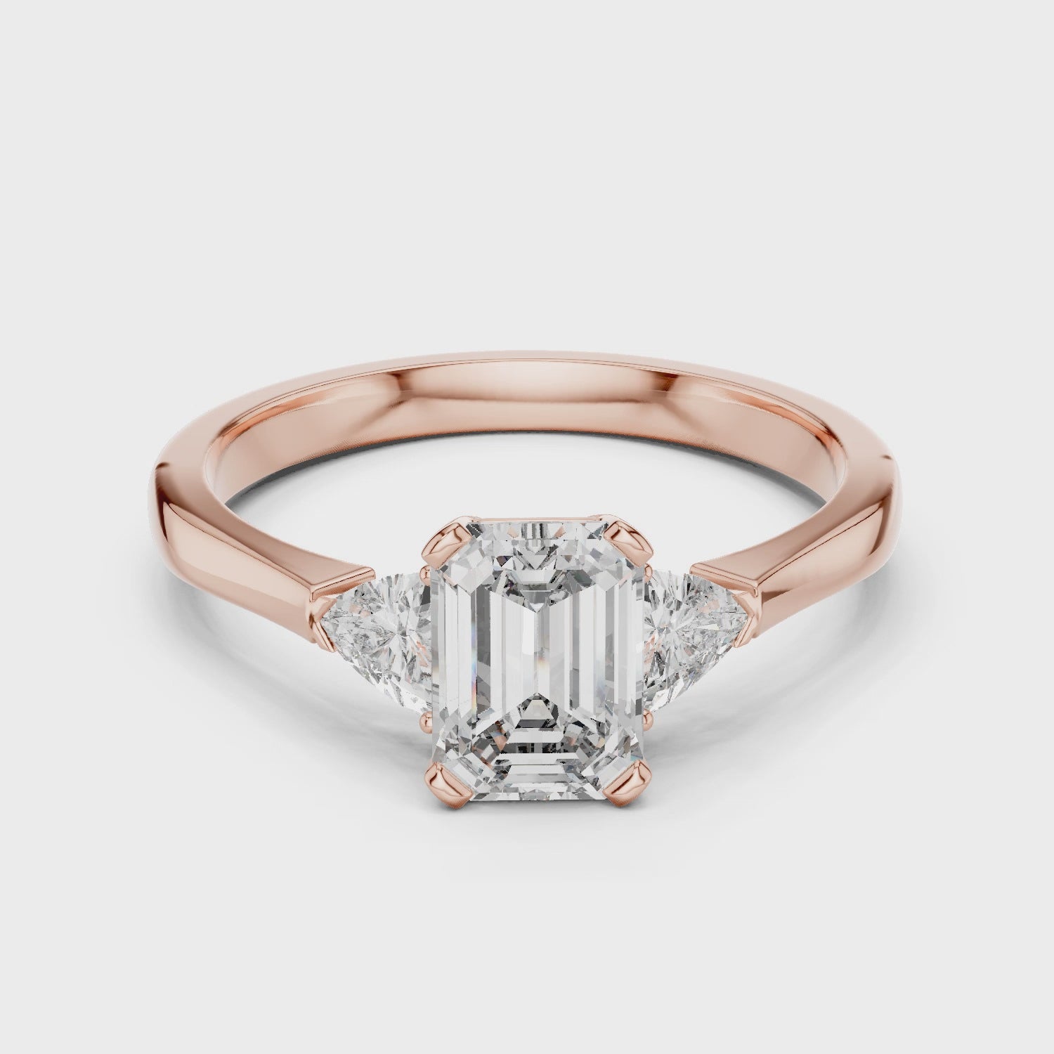 Luxury Emerald Cut Diamond Engagement Ring with Tapered Side Diamonds