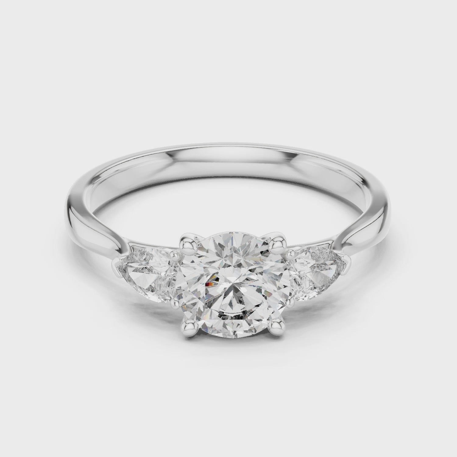 Brilliant Round Cut Diamond Three Stone Ring – Minimal White Gold Setting