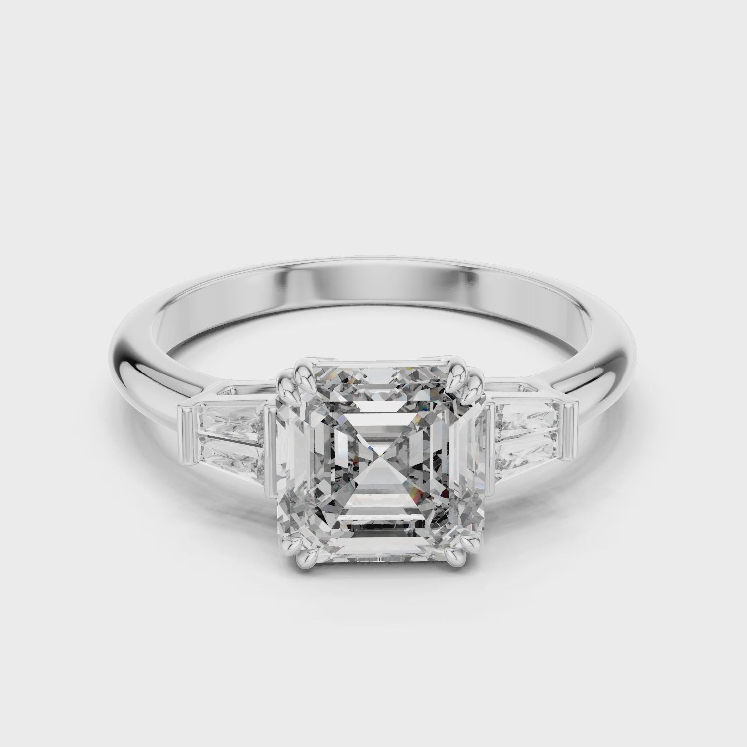 Modern Three Stone Diamond Ring with Sparkling Pavé