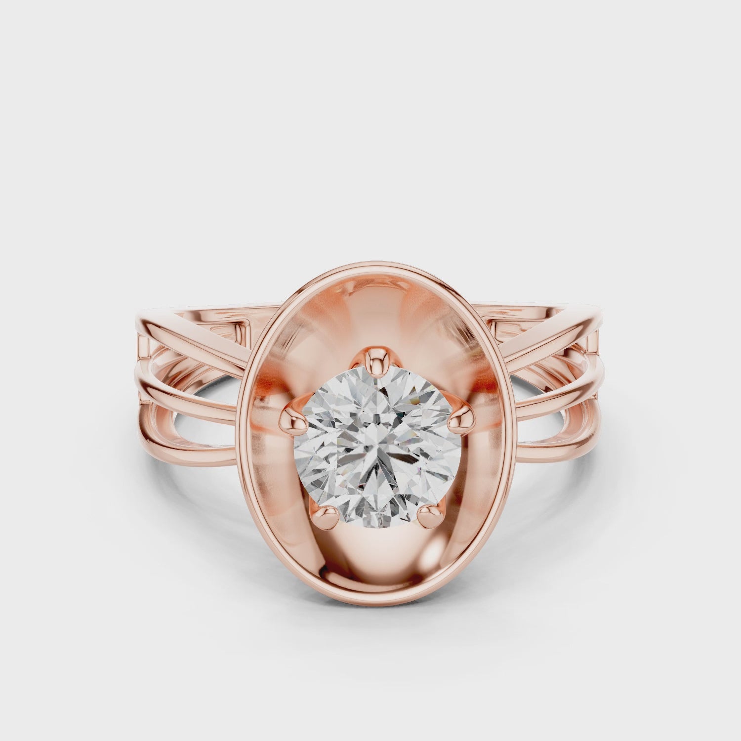 Contemporary Oval Frame Diamond Ring – Sleek Gold Design