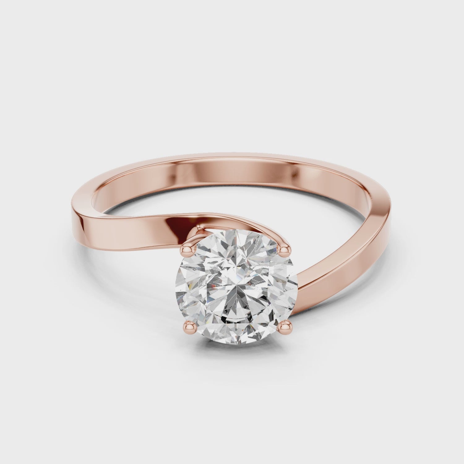 Designer White Gold Ring with Sparkling Solitaire Diamond