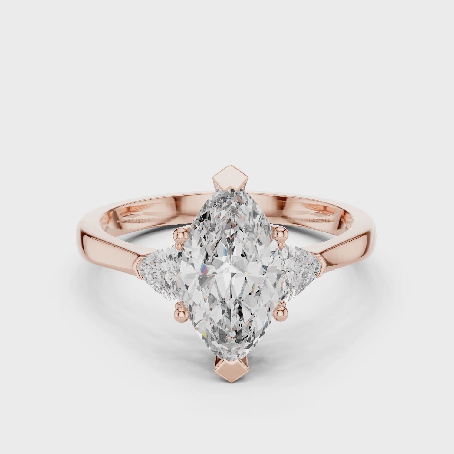 Elegant Marquise Cut Lab Diamond Ring White Gold VS Clarity Three Stone Engagement Ring for Women