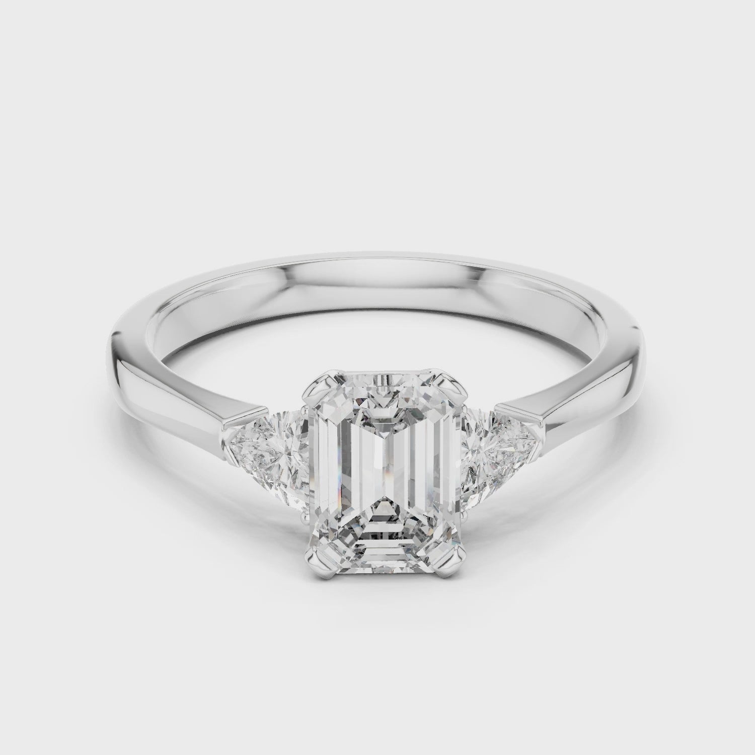 Luxury Emerald Cut Diamond Engagement Ring with Tapered Side Diamonds
