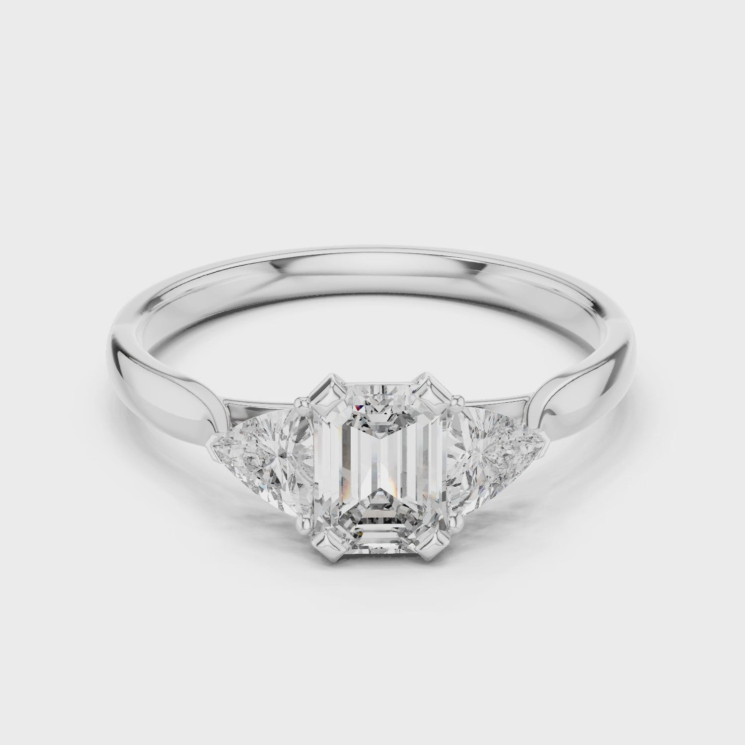 Triple Diamond Wedding Engagement Ring for Womens