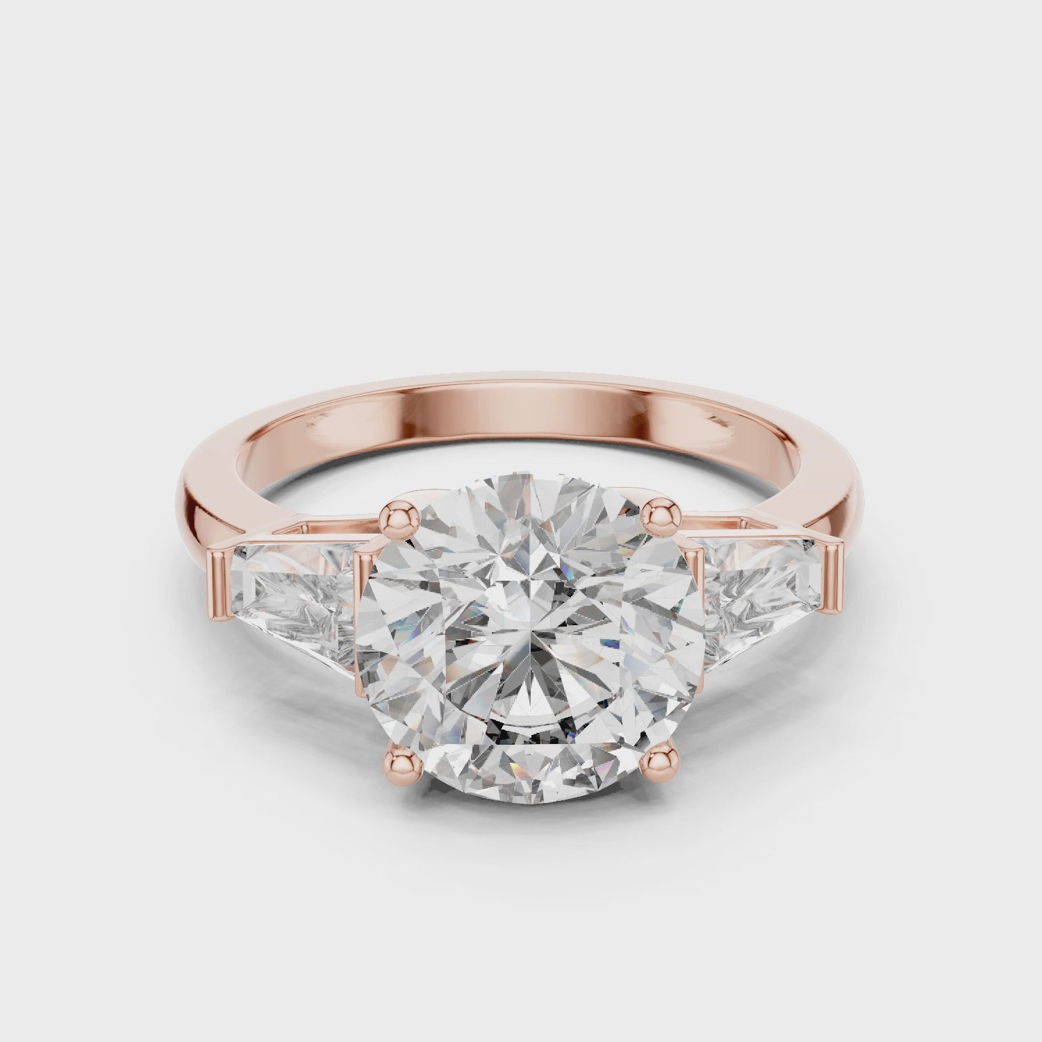 Luxury Round Diamond with Side Stones Ring